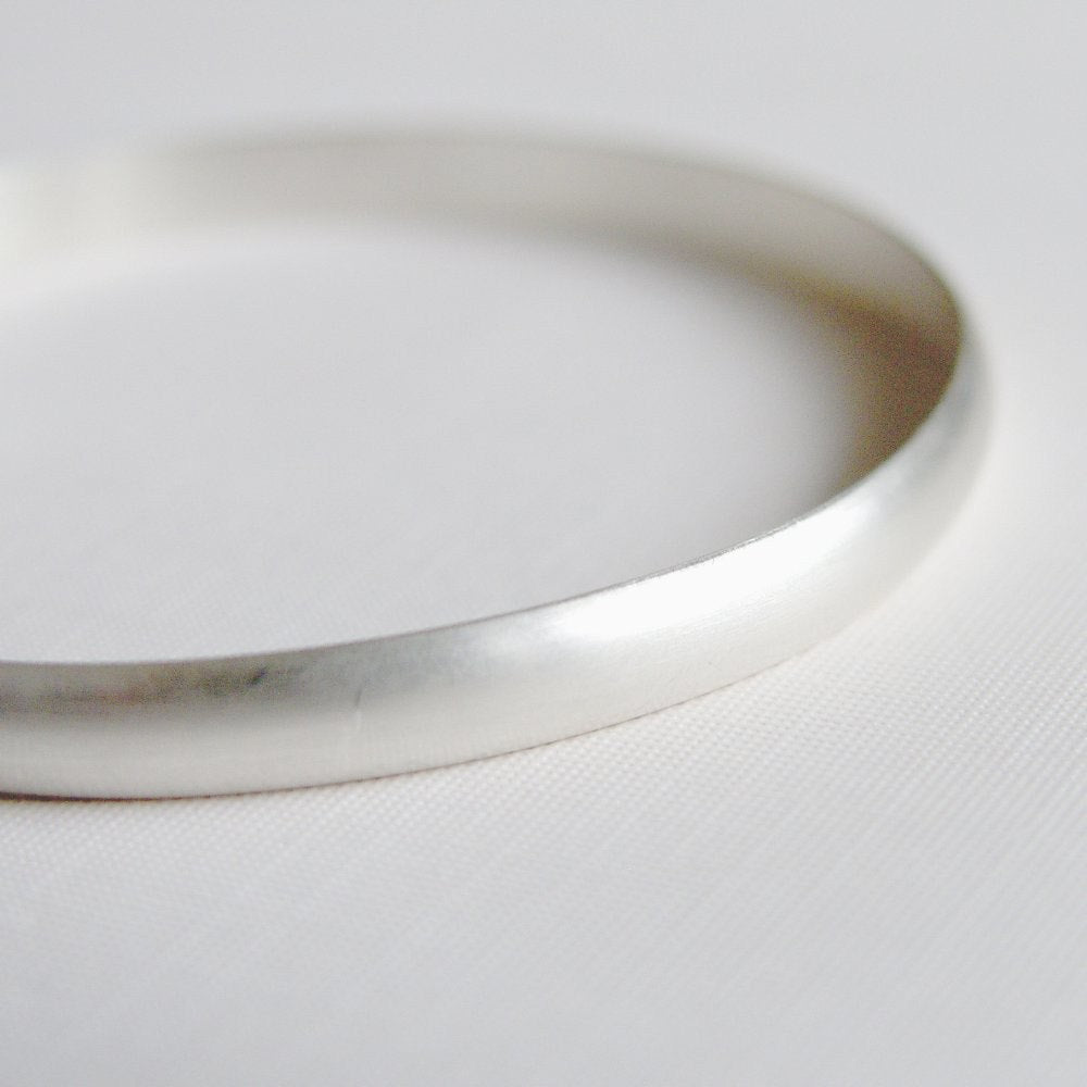 Heavy Bangle Sterling Silver Bracelet Brushed Finish