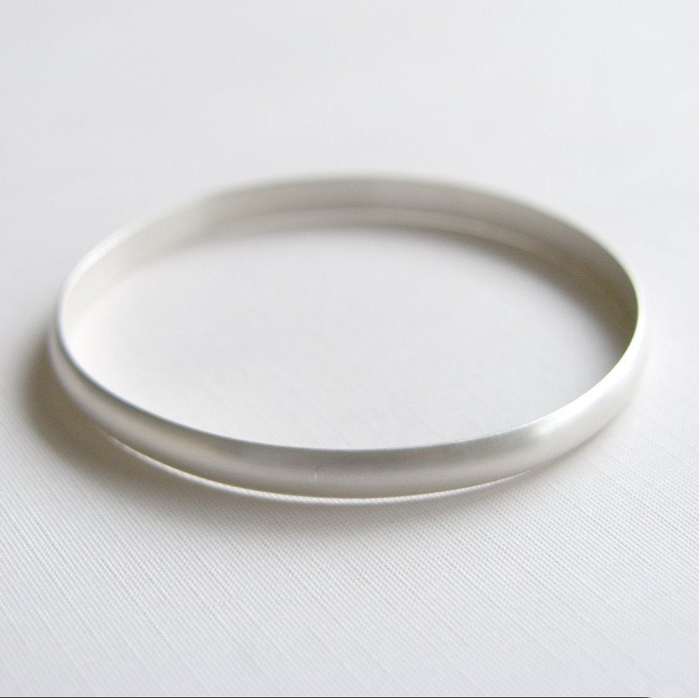Heavy Bangle Sterling Silver Bracelet Brushed Finish