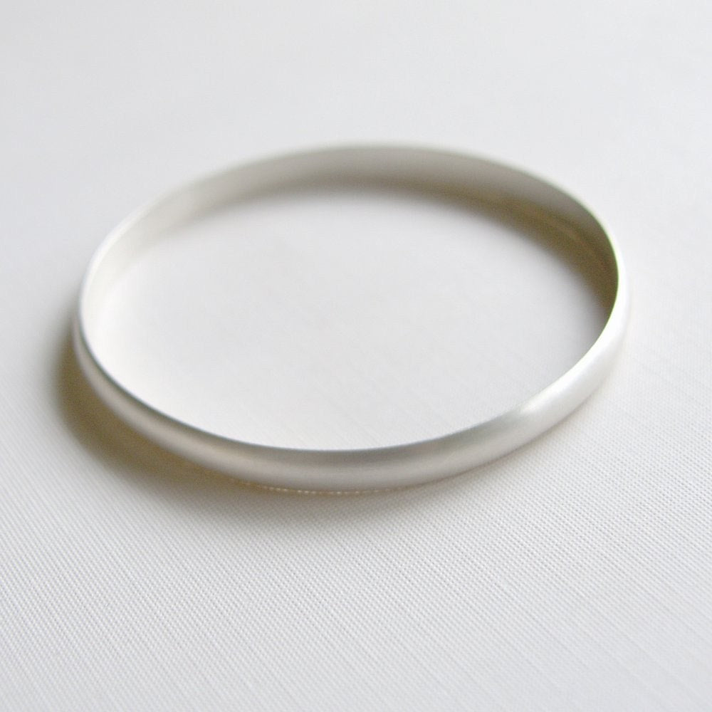 Heavy Bangle Sterling Silver Bracelet Brushed Finish