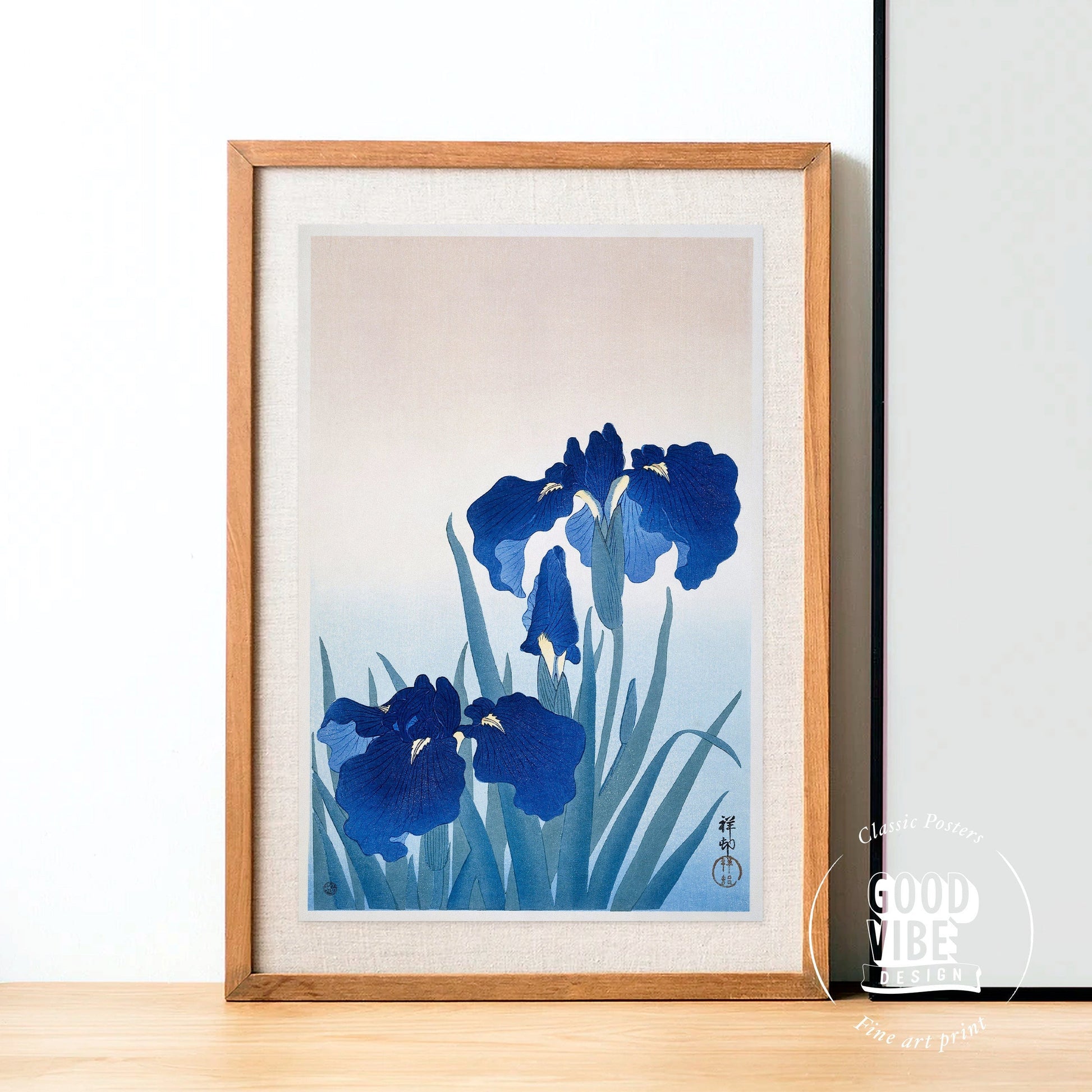 Ohara Koson Blue Iris Woodblock Print – Japanese Floral Wall Art