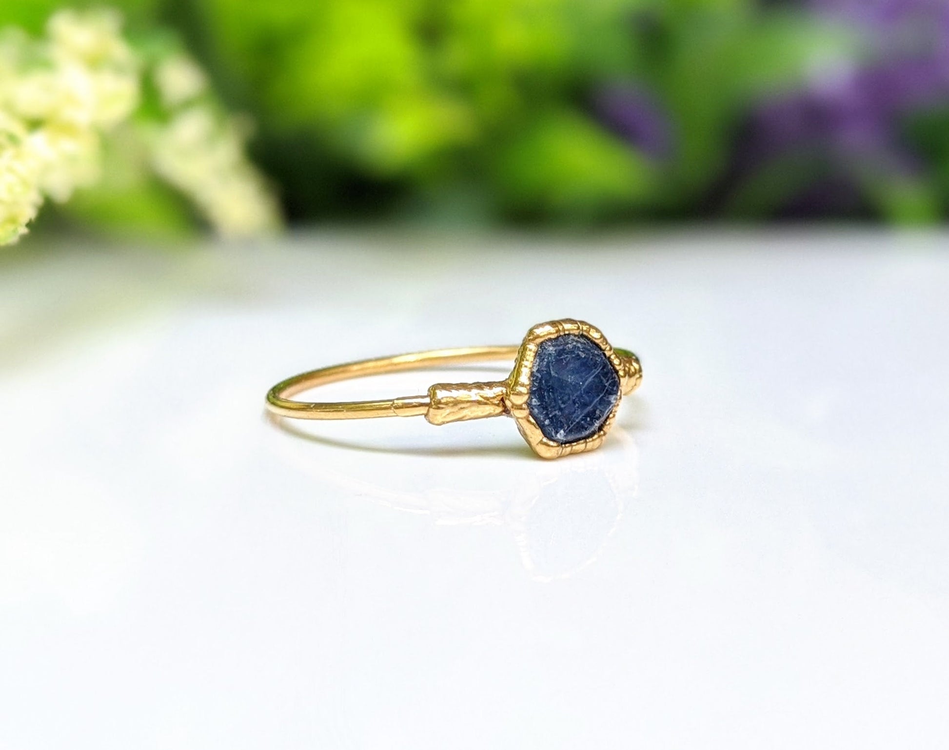 Raw blue Sapphire ring
