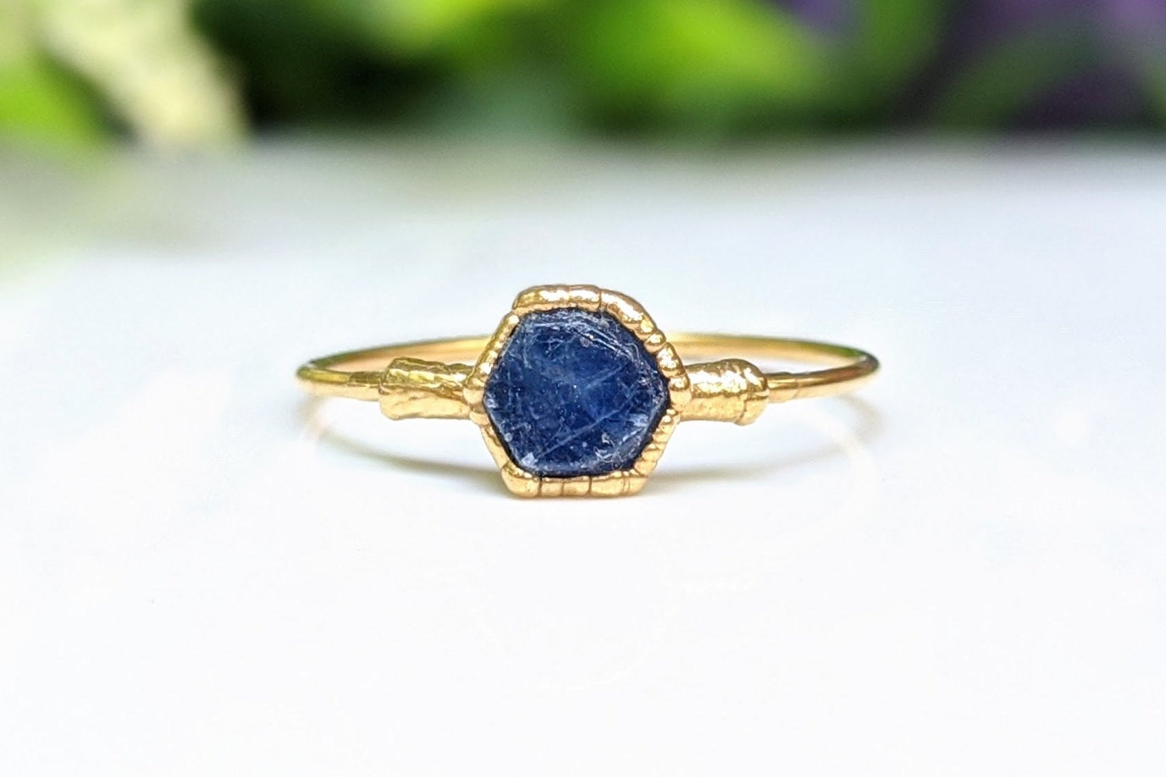 Raw blue Sapphire ring