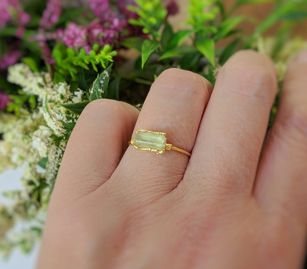 Raw Yellow Apatite ring