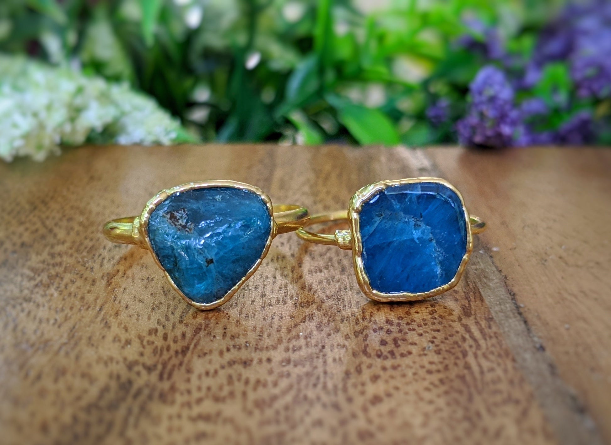 Natural blue Apatite ring