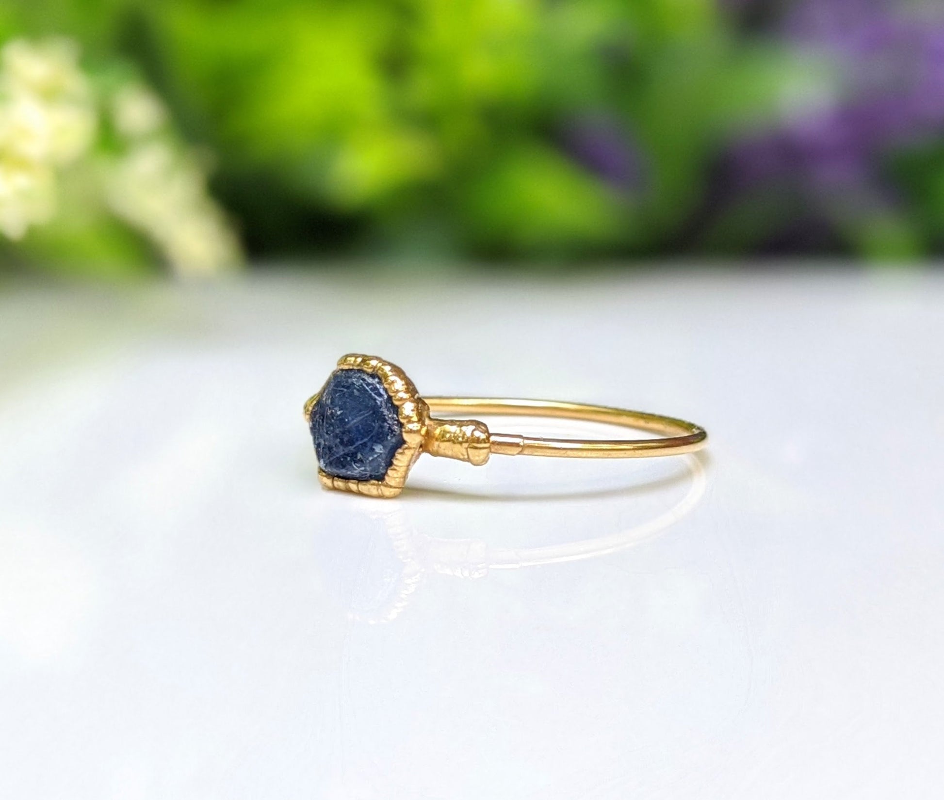 Raw blue Sapphire ring