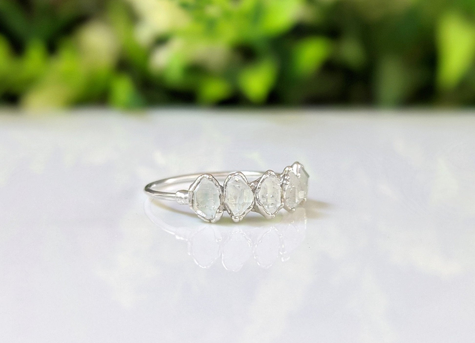 Herkimer diamond Silver Eternity ring