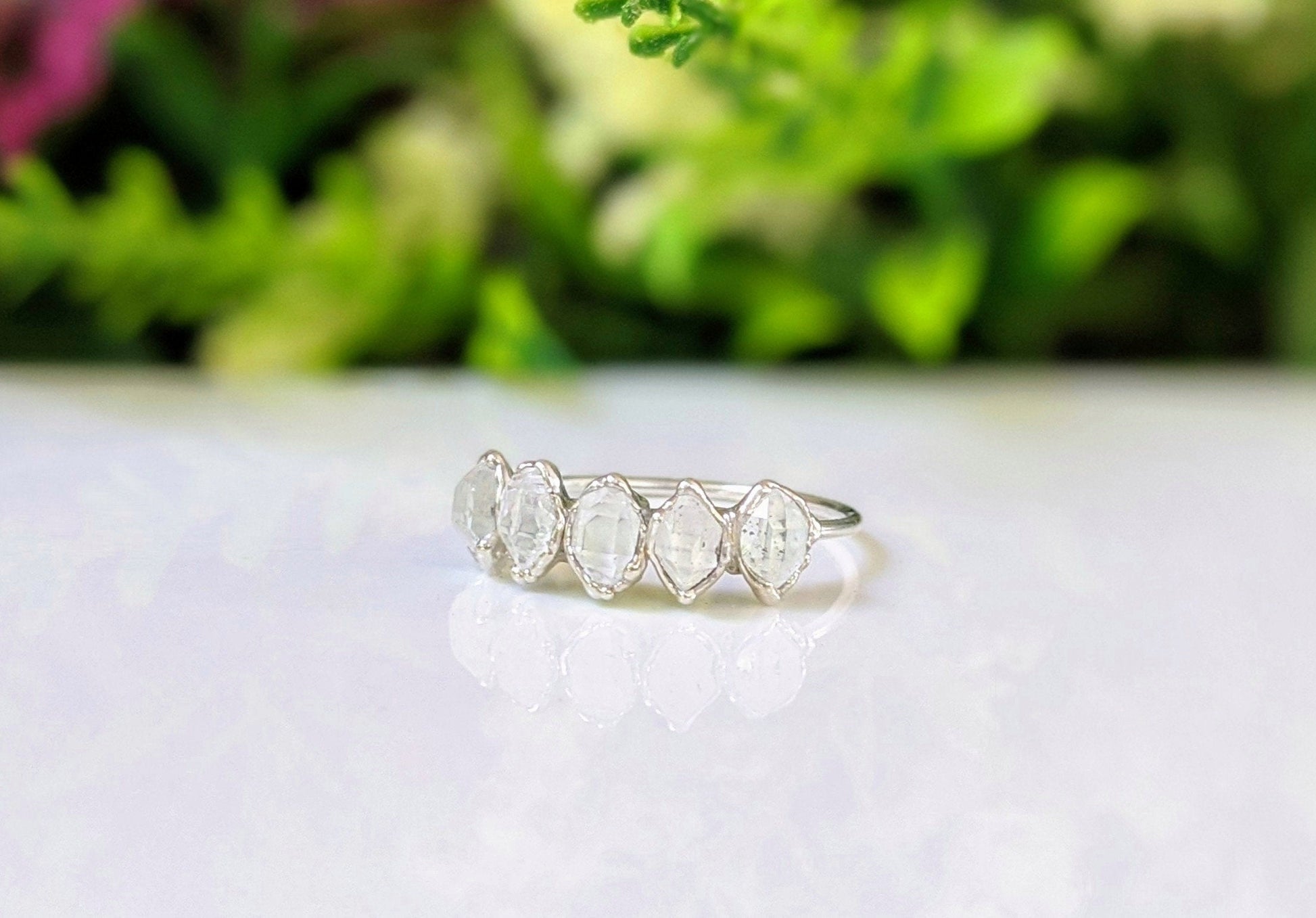 Herkimer diamond Silver Eternity ring