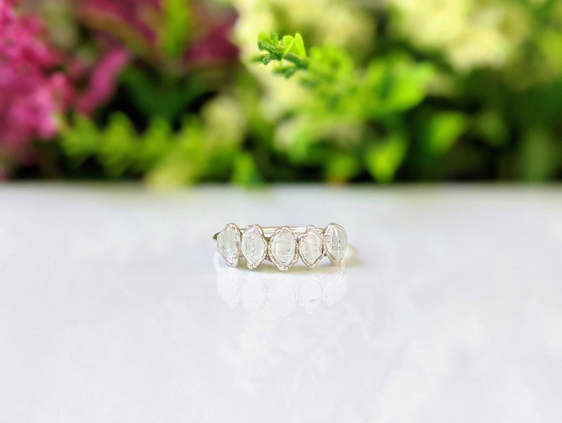 Herkimer diamond Silver Eternity ring