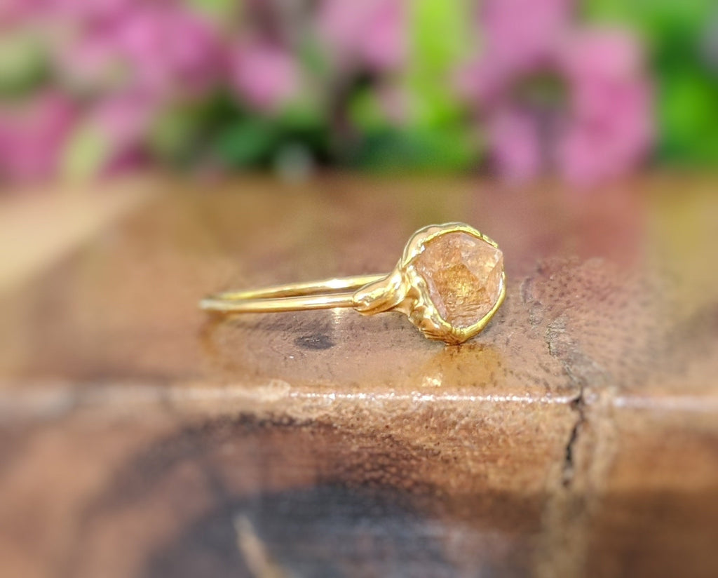 Raw Hessonite Garnet ring