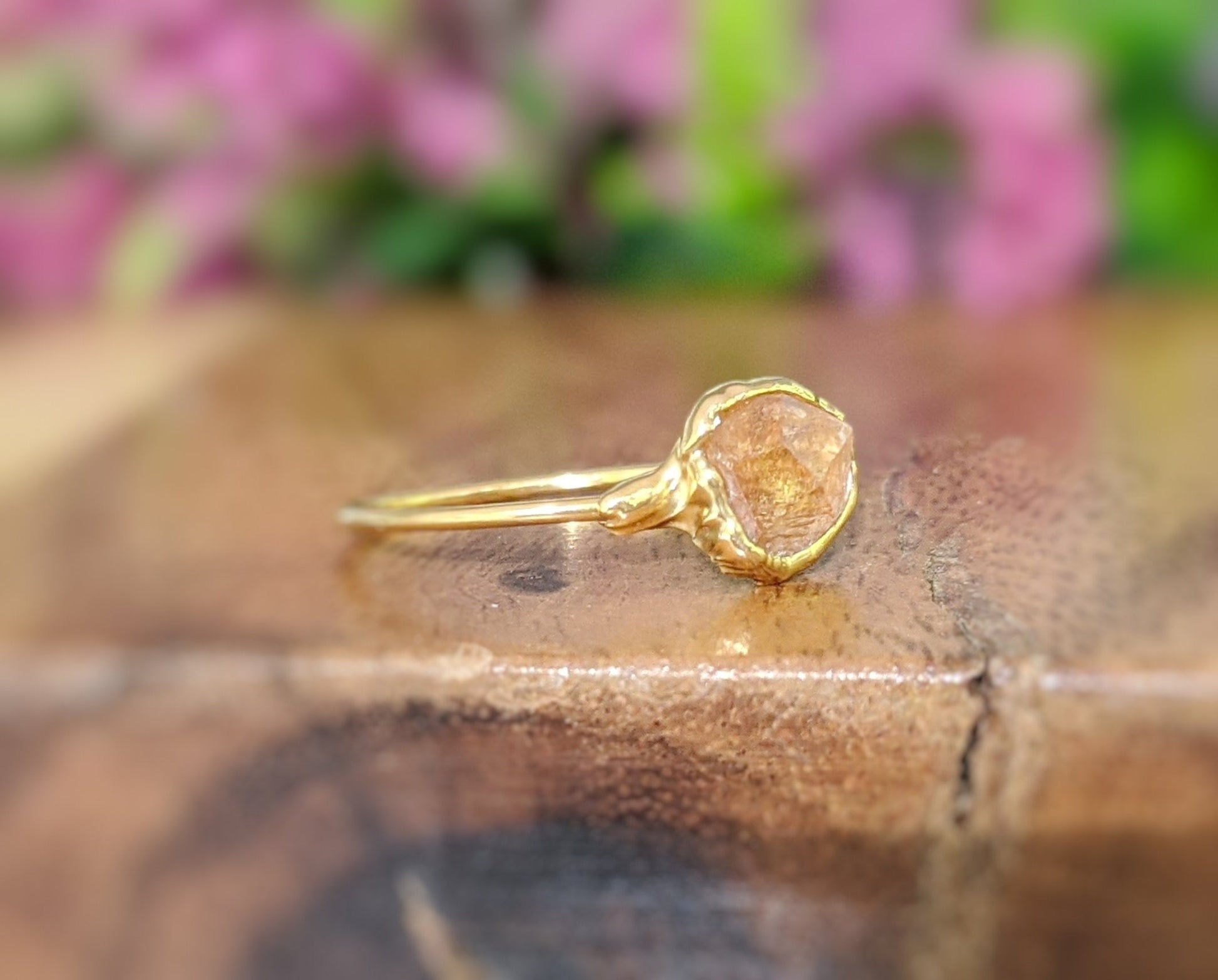 Raw Hessonite Garnet ring