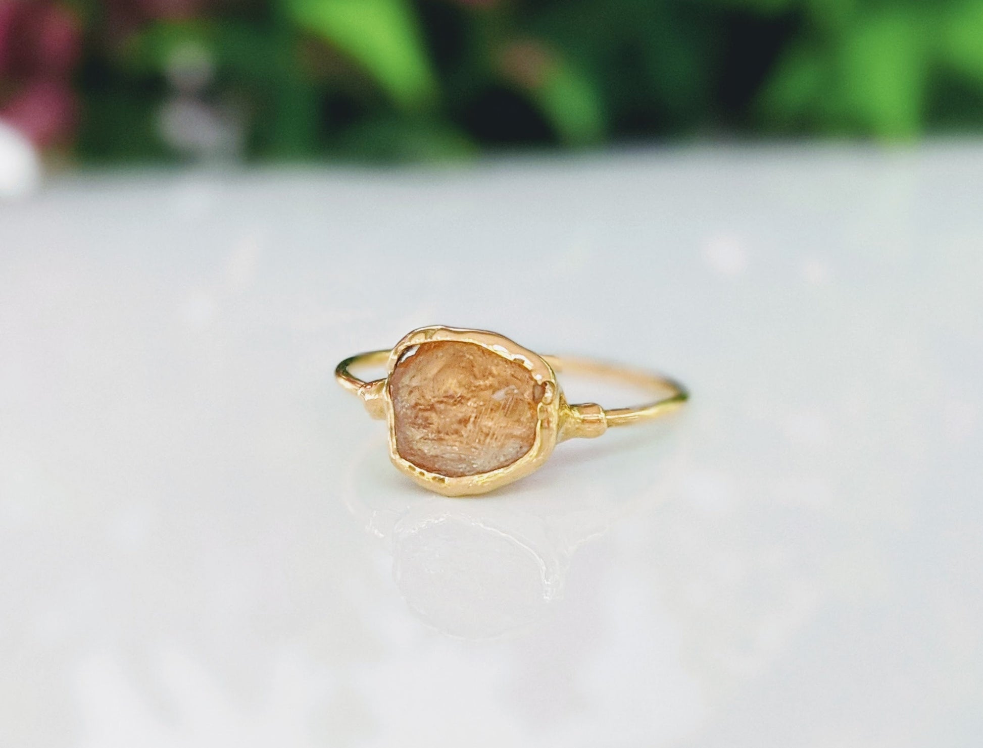 Raw Hessonite Garnet ring