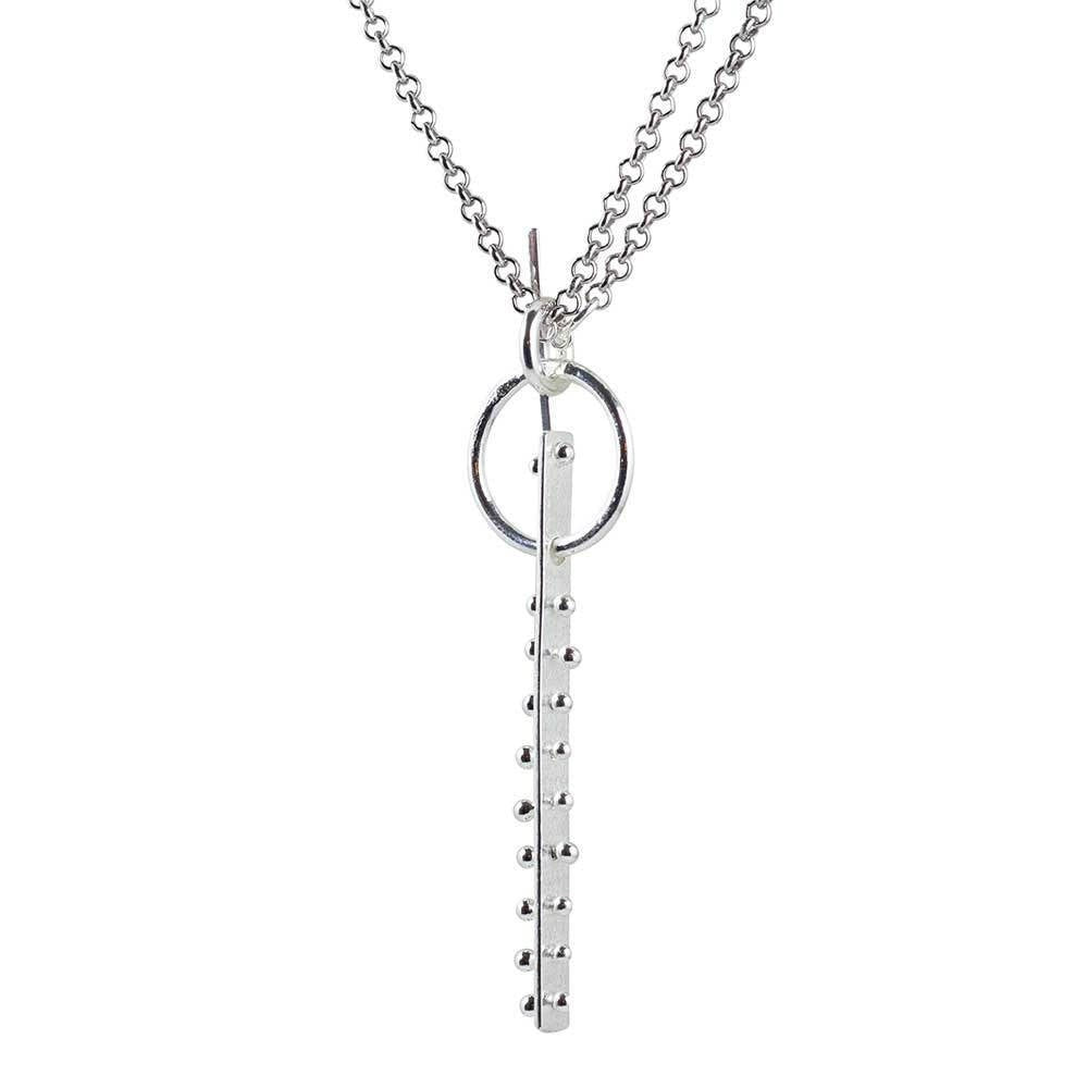 Collier pendentif long, collier à longueur réglable, collier en argent recyclé, collier tendance cadeau pour elle, collier pendentif barre