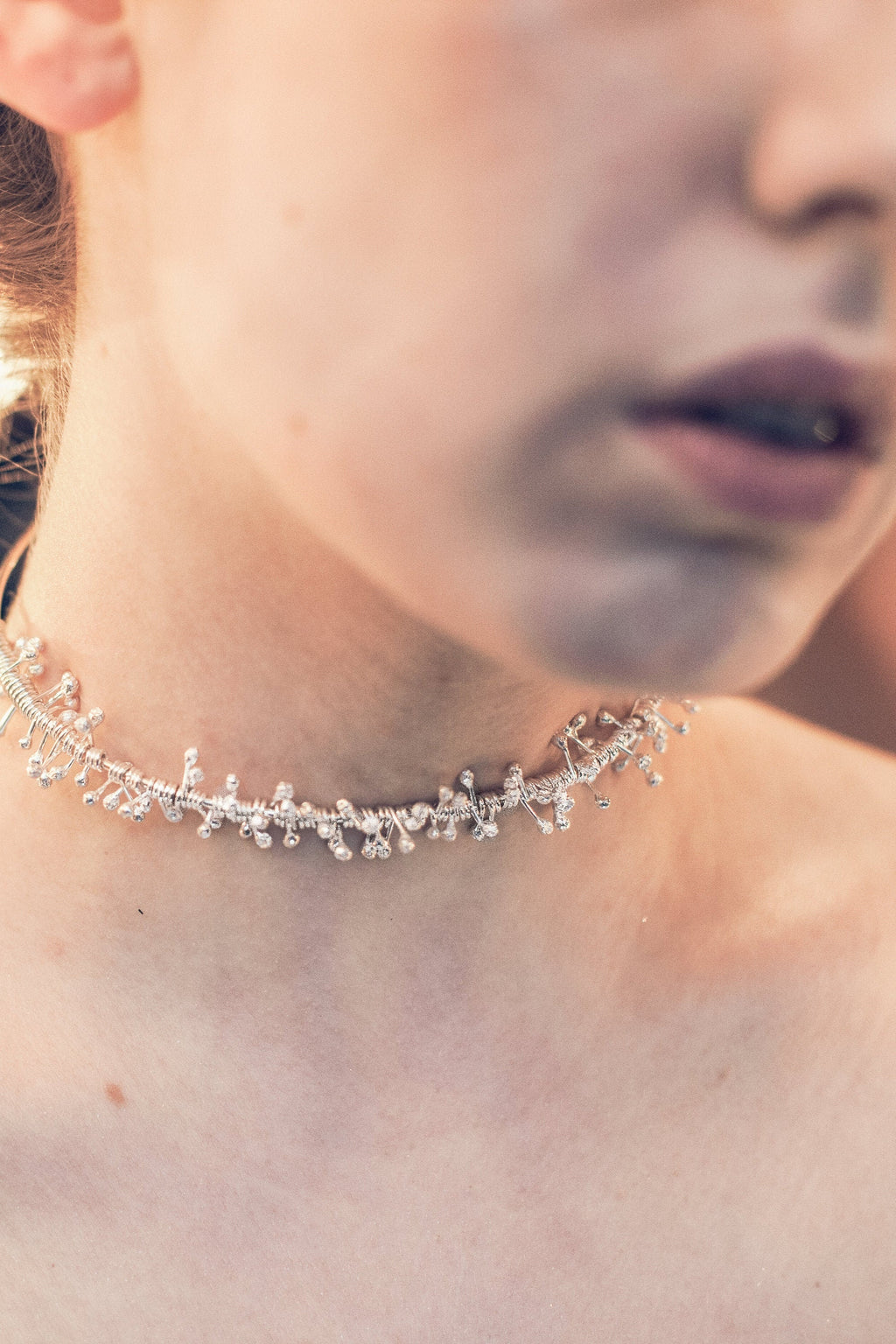 Collier ras du cou en argent, ras du cou à rayons en argent enroulé, ras du cou à franges en argent, cadeau pour elle, ras du cou tendance,