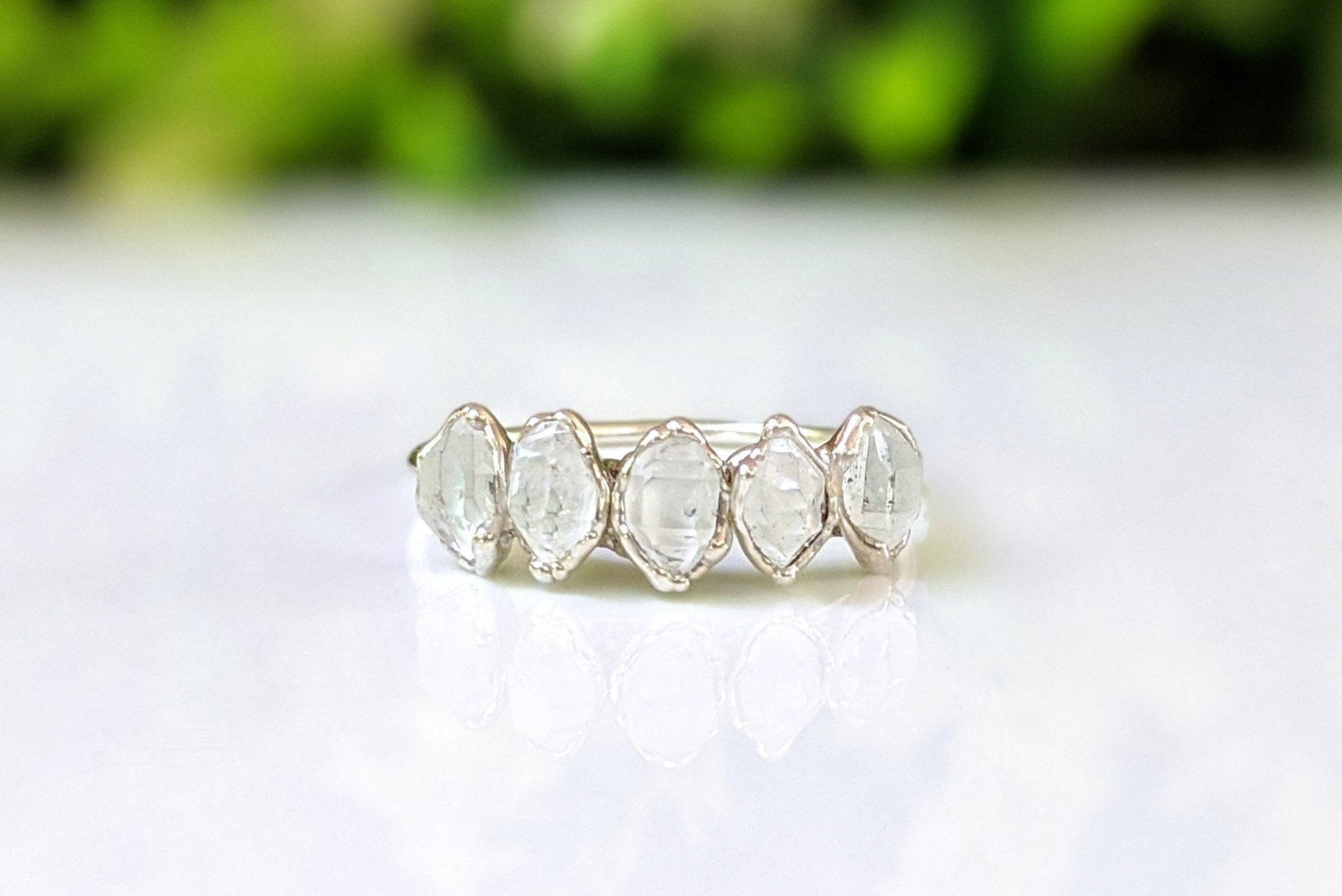 Herkimer diamond Silver Eternity ring