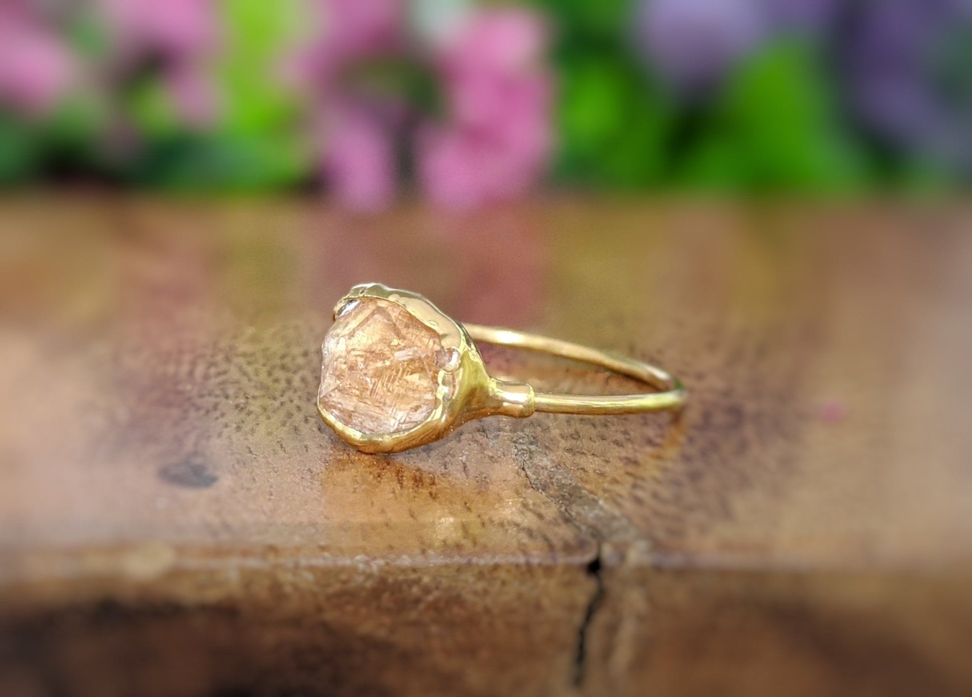 Raw Hessonite Garnet ring