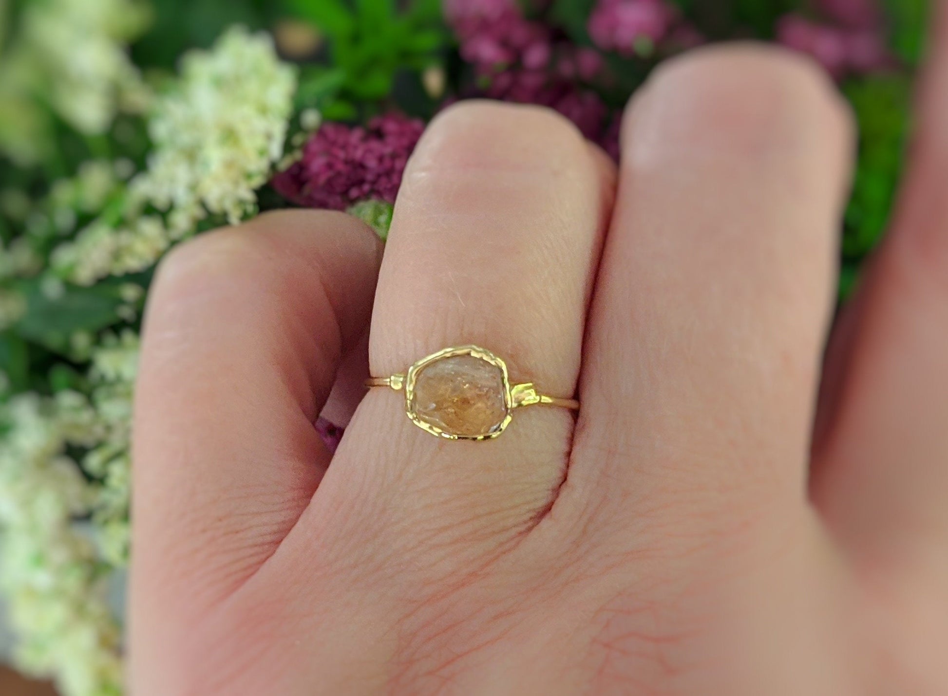 Raw Hessonite Garnet ring