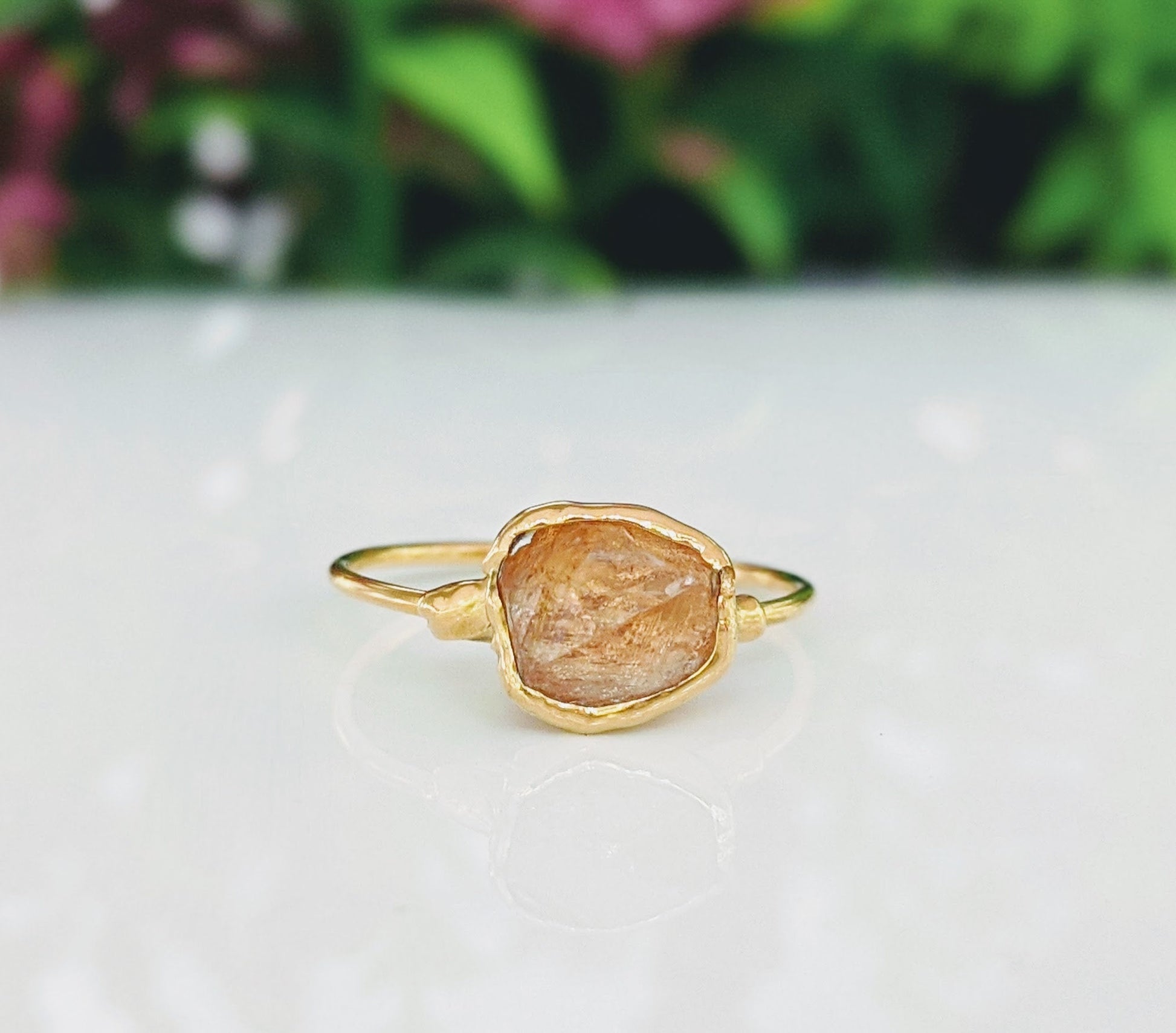 Raw Hessonite Garnet ring