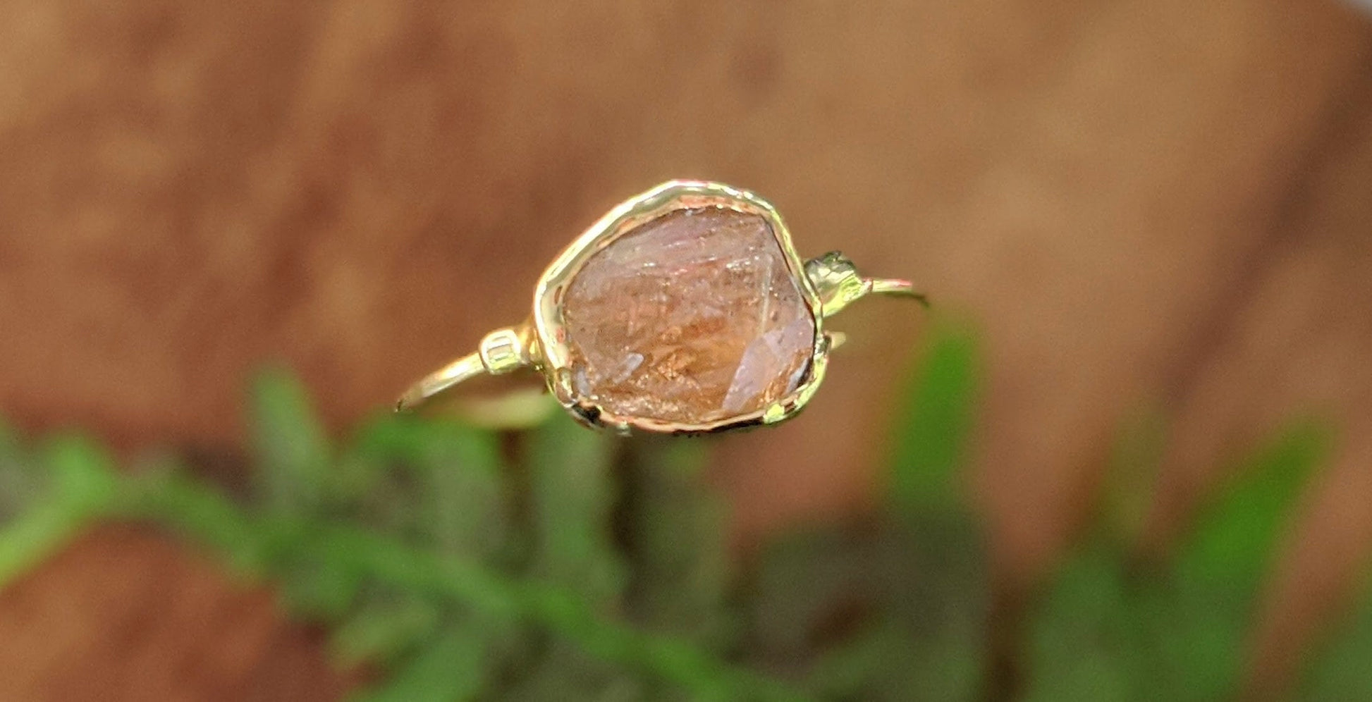 Raw Hessonite Garnet ring