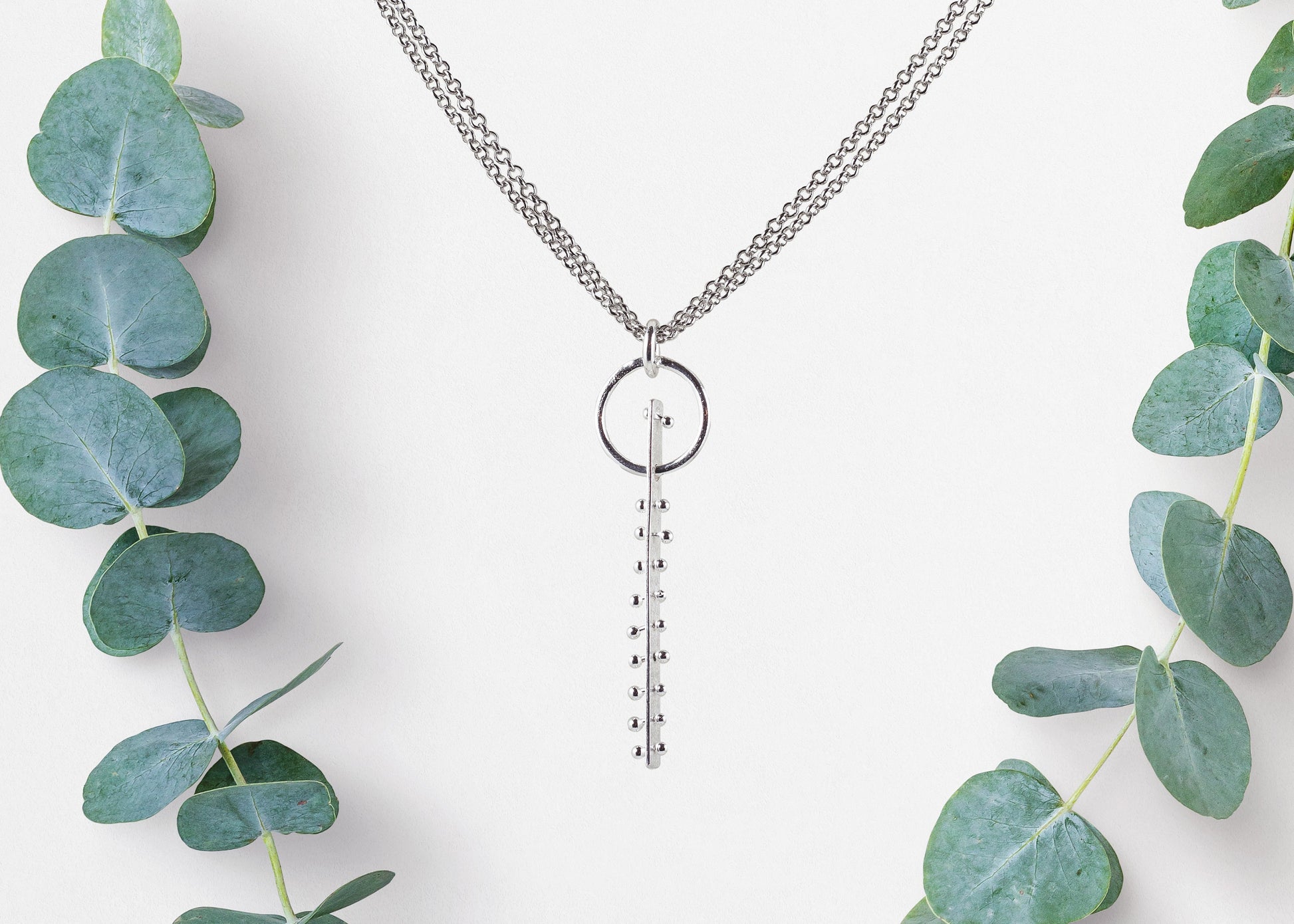 Collier pendentif long, collier à longueur réglable, collier en argent recyclé, collier tendance cadeau pour elle, collier pendentif barre