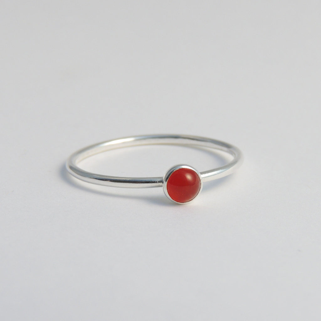 Carnelian Ring Sterling Silver Stacking Ring Orange Stone