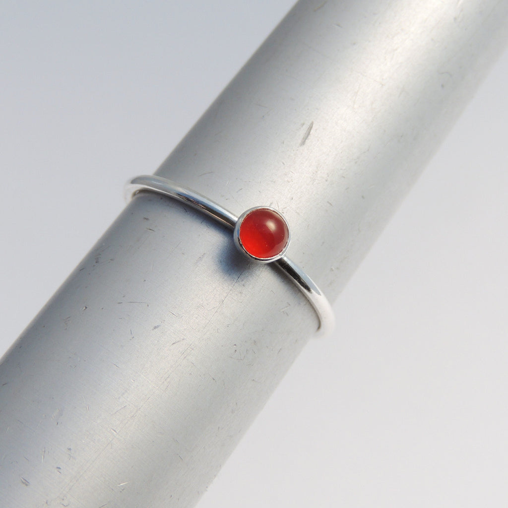 Carnelian Ring Sterling Silver Stacking Ring Orange Stone