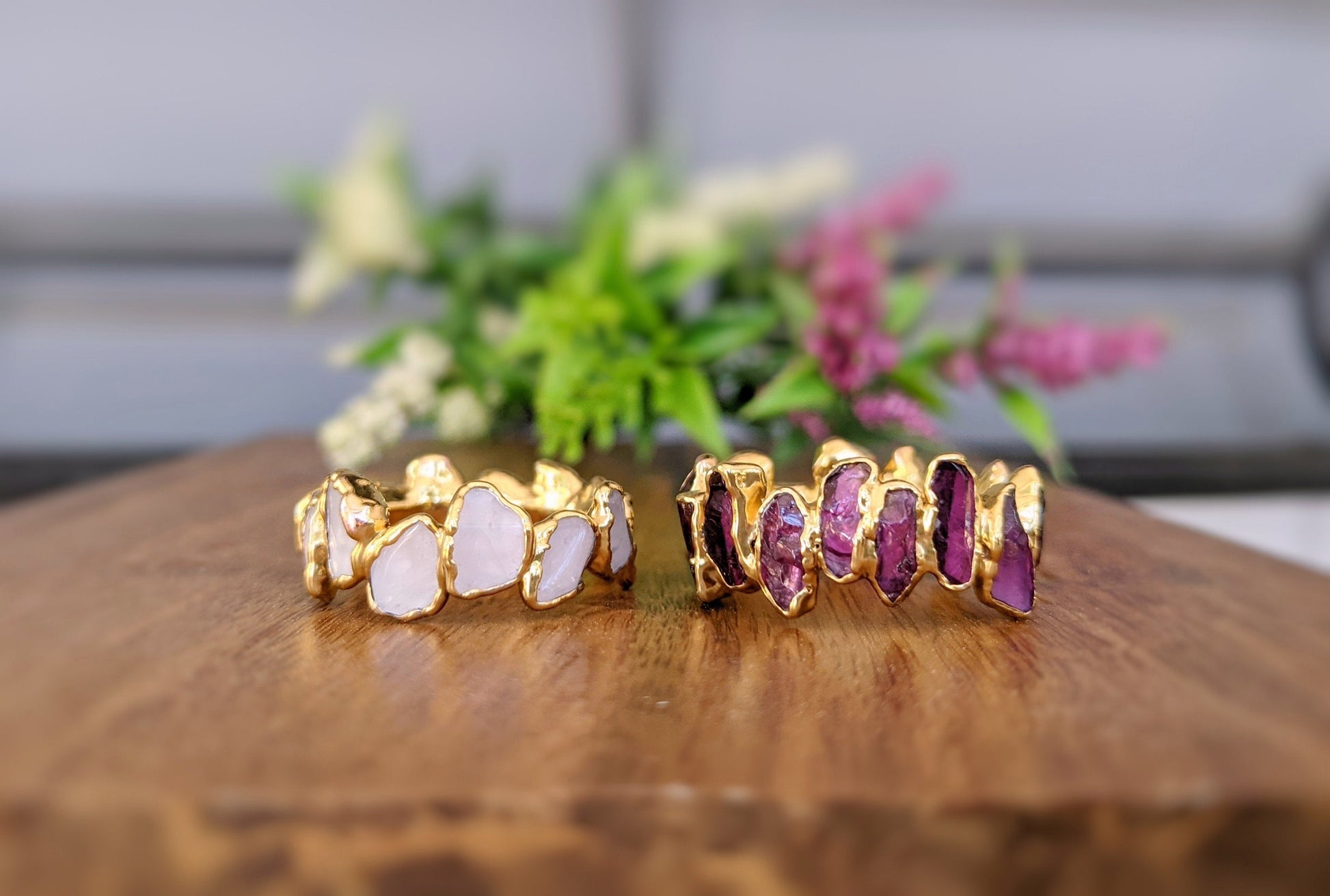 Raw Rhodolite Garnet Eternity Ring