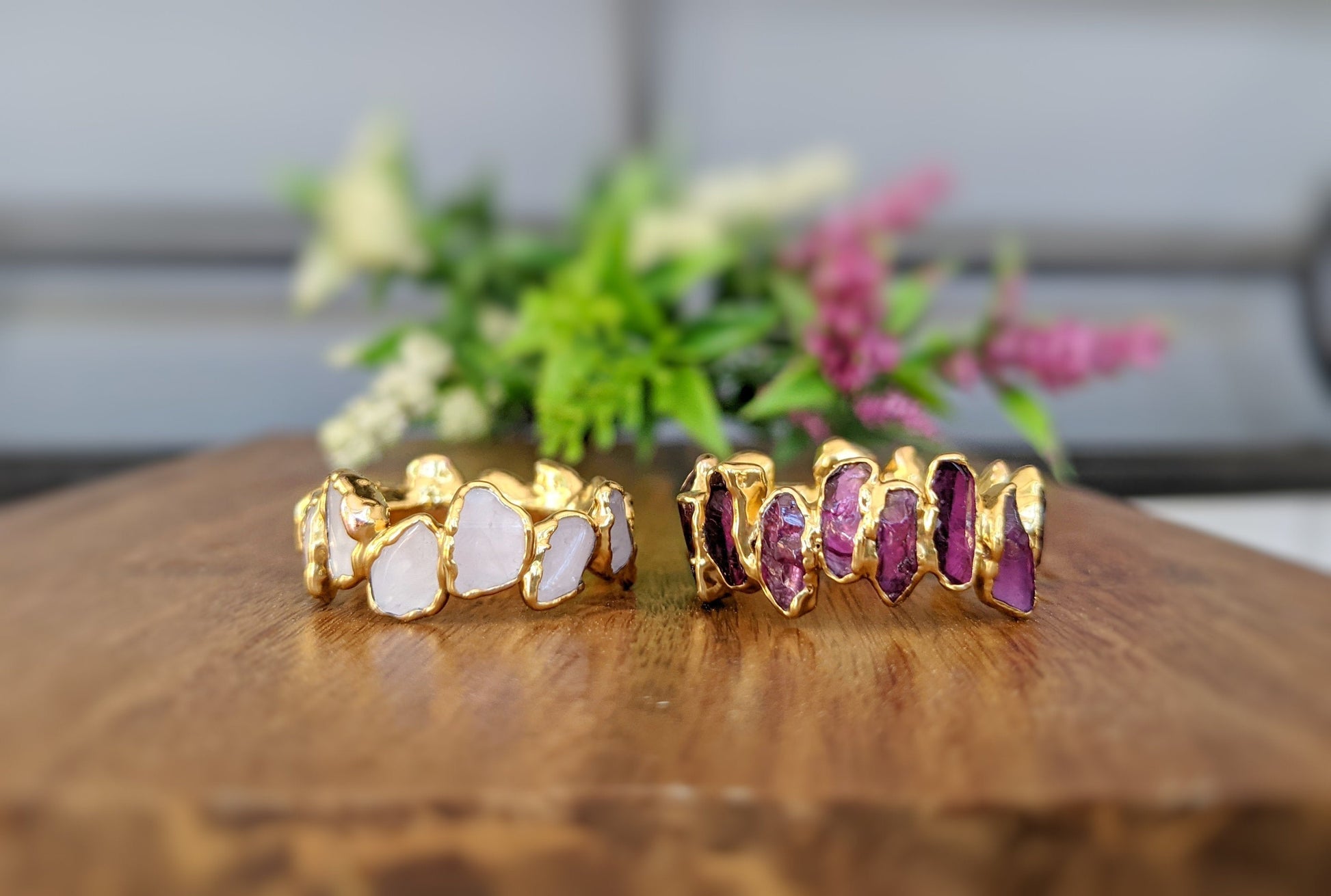 Raw Rhodolite Garnet Eternity Ring