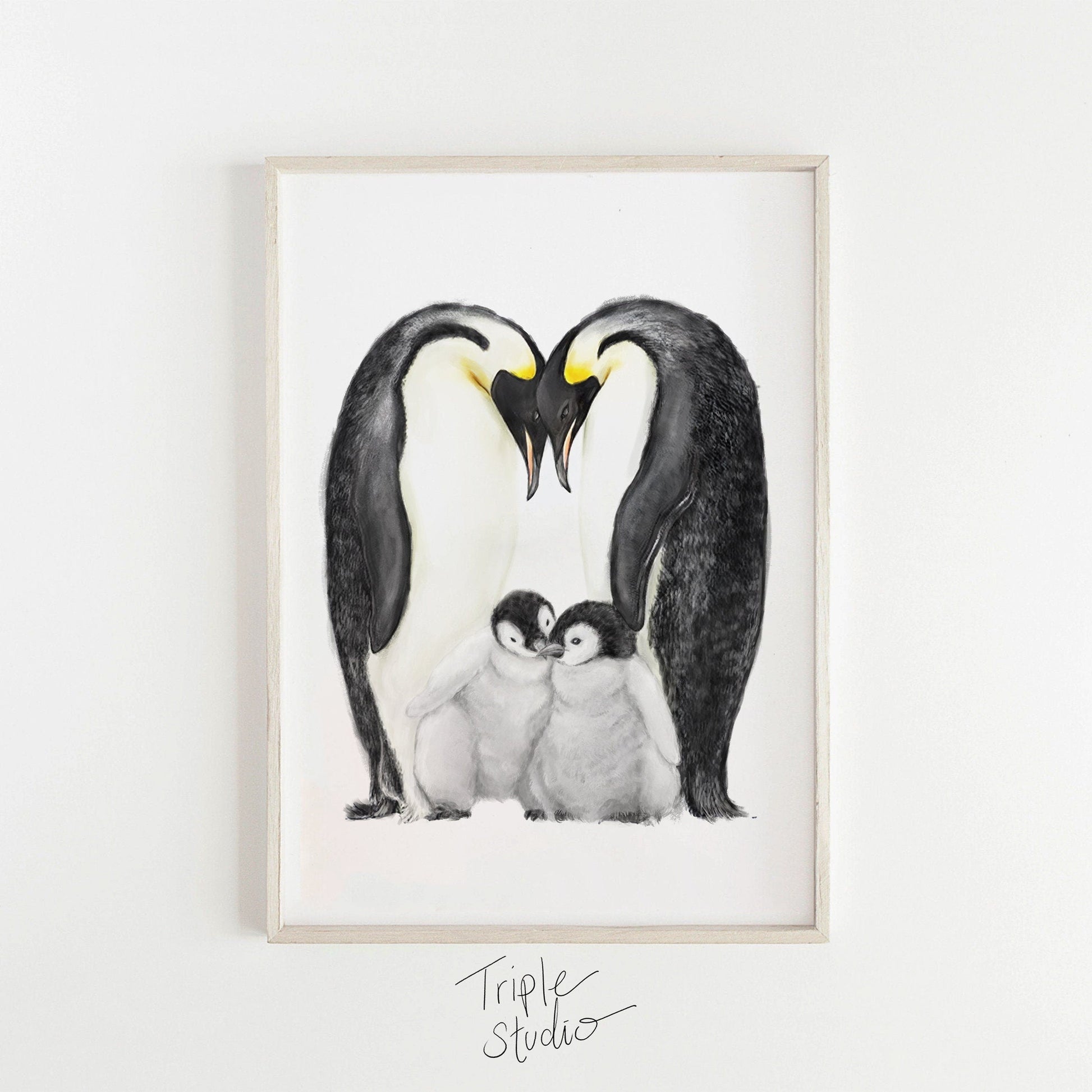 Décoration murale familiale personnalisée | Tableau de famille pingouins