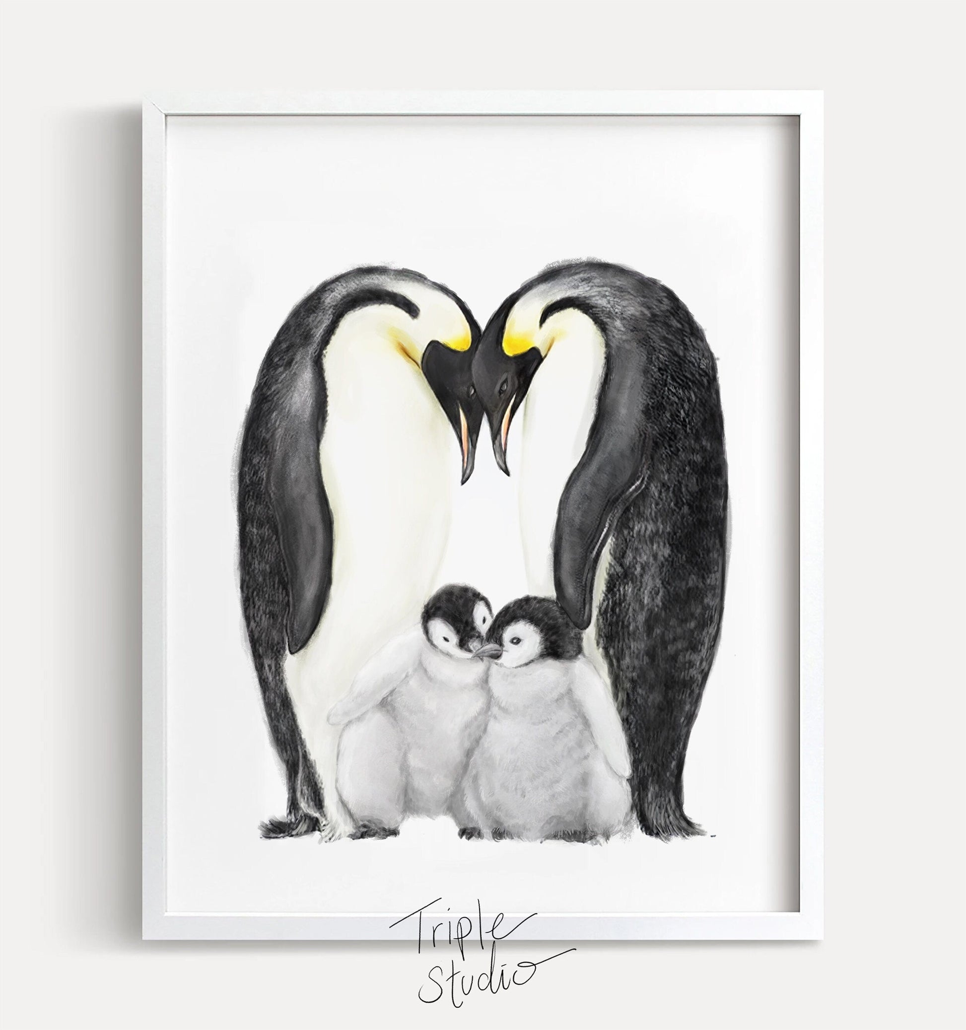 Décoration murale familiale personnalisée | Tableau de famille pingouins