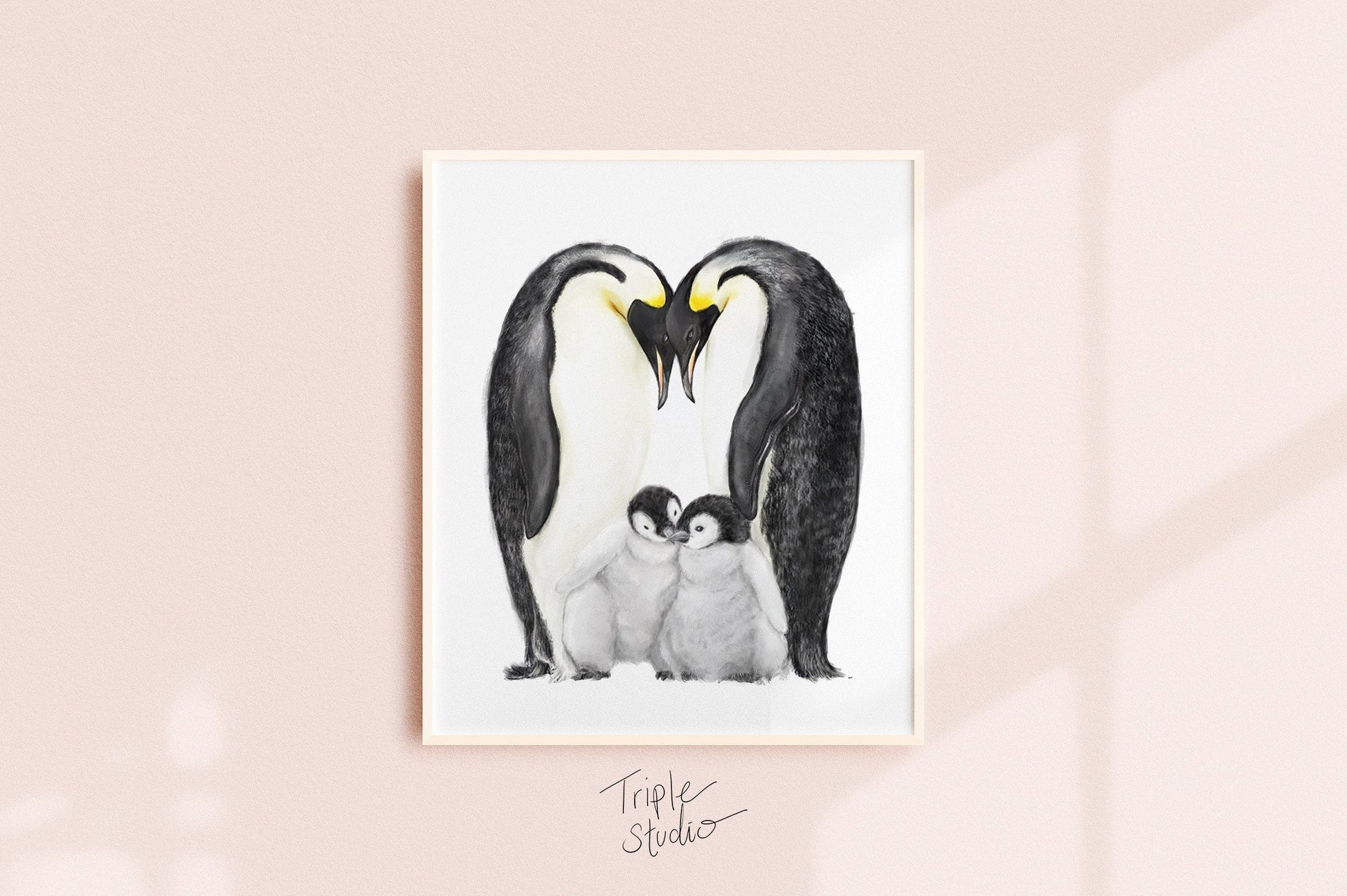 Décoration murale familiale personnalisée | Tableau de famille pingouins