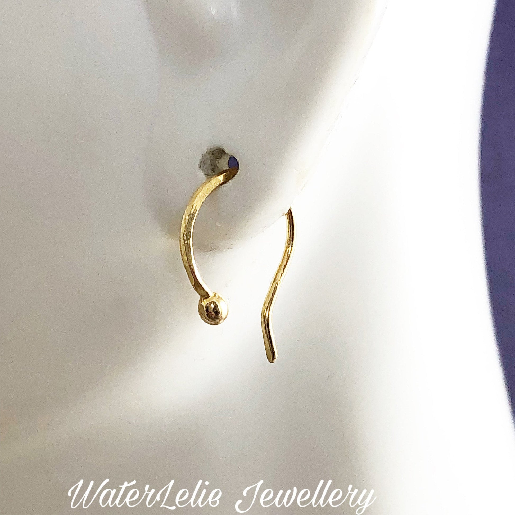 Hand Forged 24K Gold Ball Earrings: Minimalist Hypoallergenic Jewelry