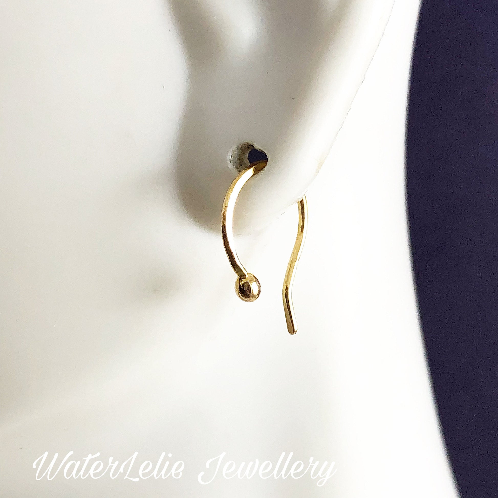 Hand Forged 24K Gold Ball Earrings: Minimalist Hypoallergenic Jewelry