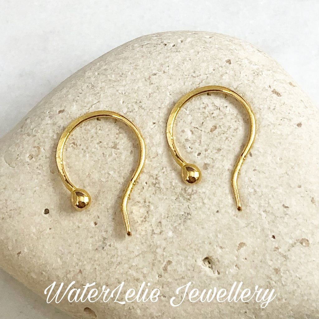 Hand Forged 24K Gold Ball Earrings: Minimalist Hypoallergenic Jewelry