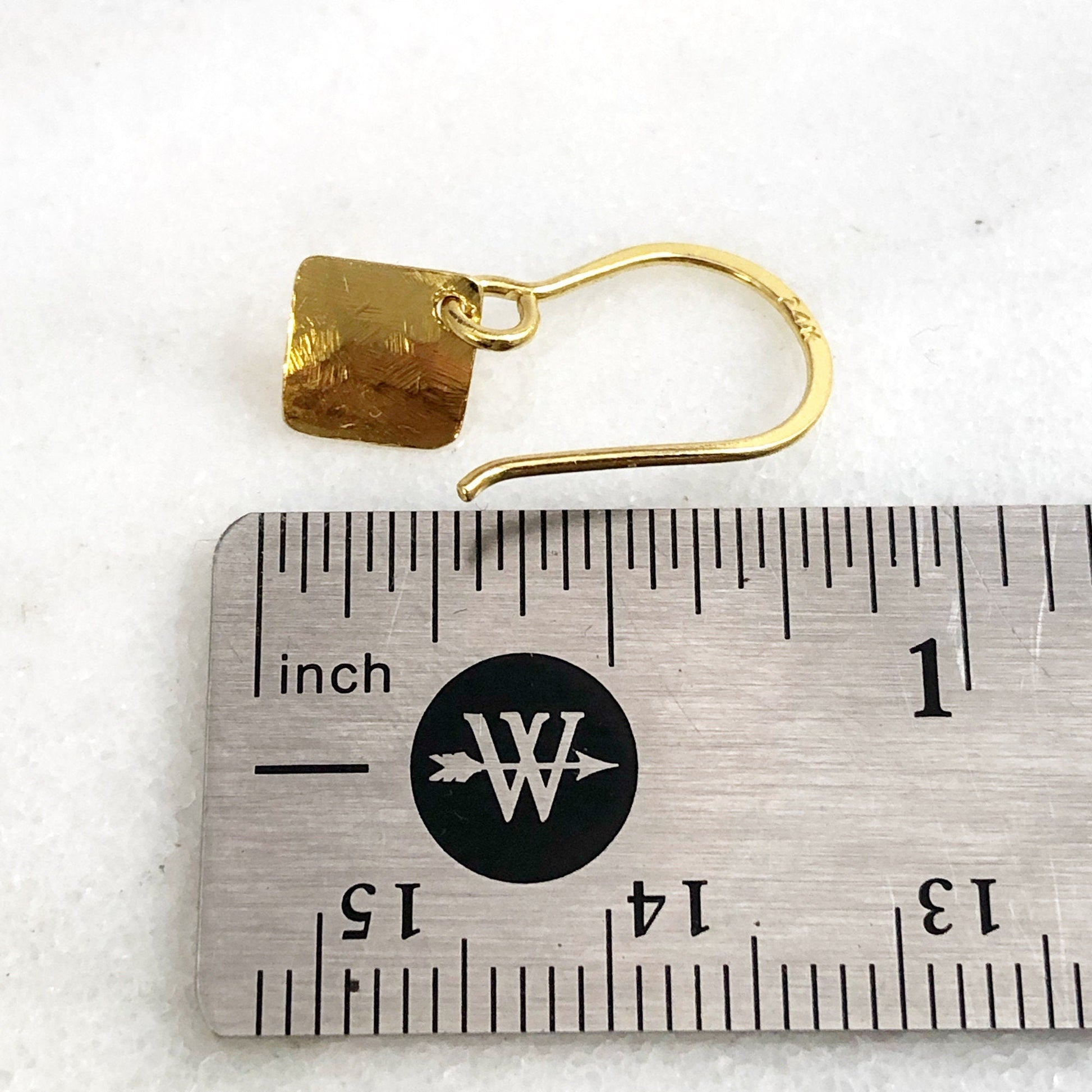24K Gold Hammered Square Earrings: Minimalist Geometric Artisan Jewelry