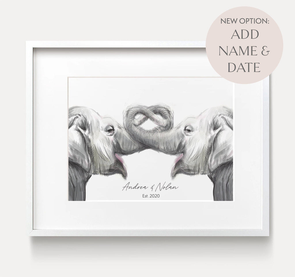 Personalized Elephants Art Print