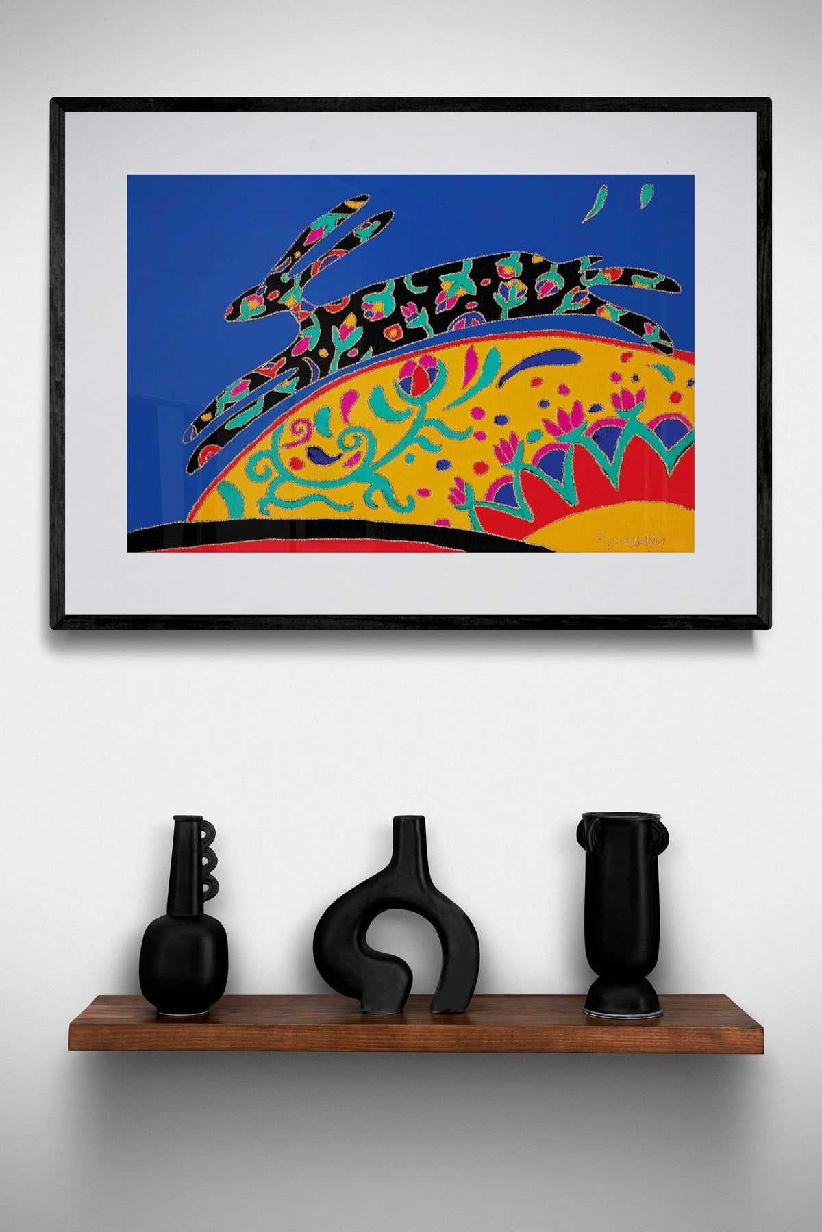 Lapin porte-bonheur par Dawn Oman, impression d'art autochtone, Première Nation, Métis, culture Chipewyan/galloise, décor autochtone amérindien, impression encadrée