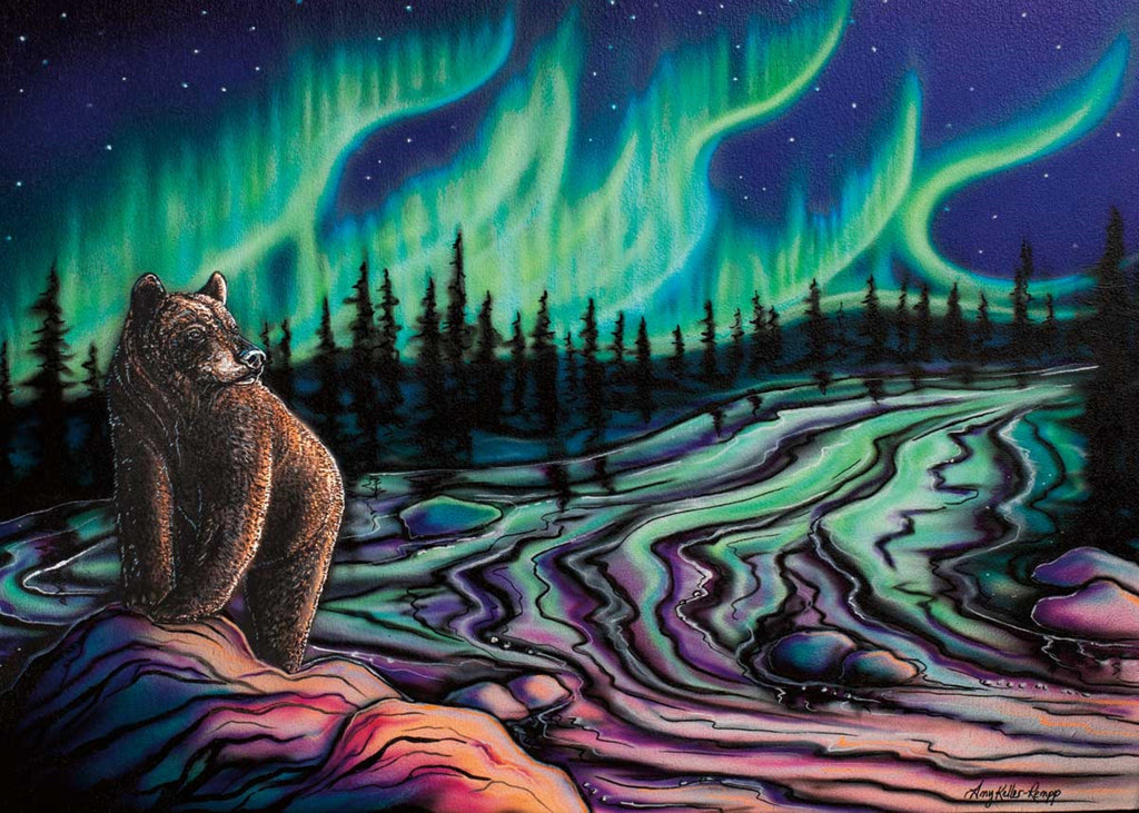 Sky Dance Northern Light par Amy Keller-Rempp, impression d'art autochtone, Métis, Premières Nations, décor autochtone amérindien, aurores boréales