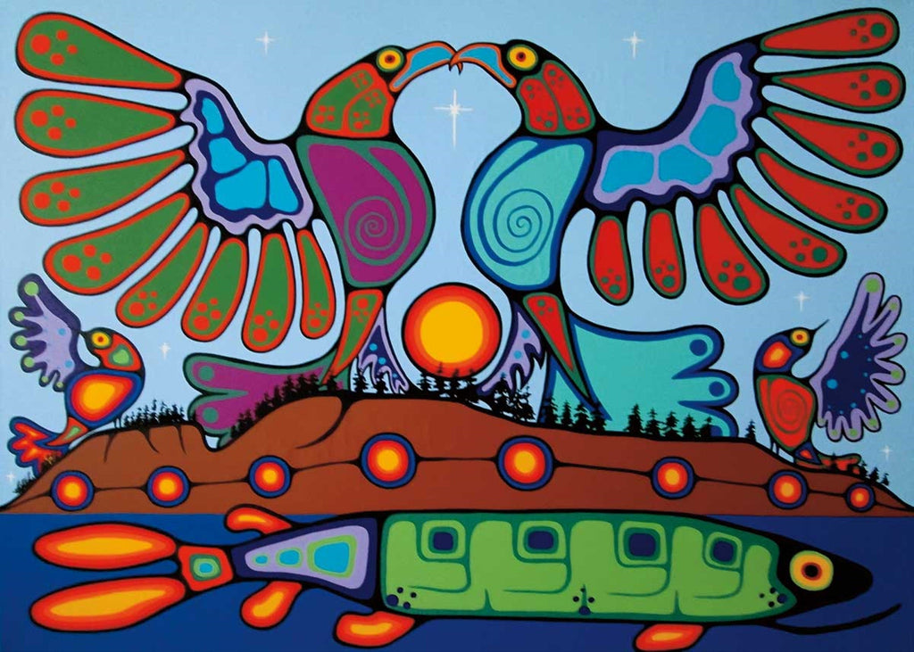 Lever De Soleil D'Été par Jim Oskineegish, impression d'art autochtone, Premières Nations, culture Ahnisnabae, décor autochtone amérindien