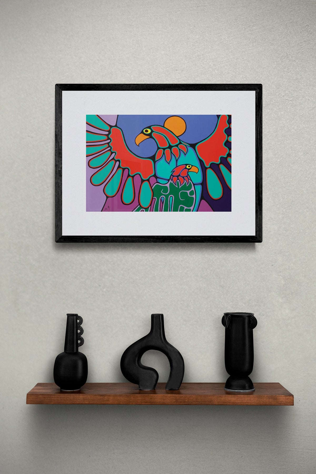 Protéger les petits par Jim Oskineegish, estampe d'art autochtone, Premières Nations, culture ahnisnabée, décor amérindien