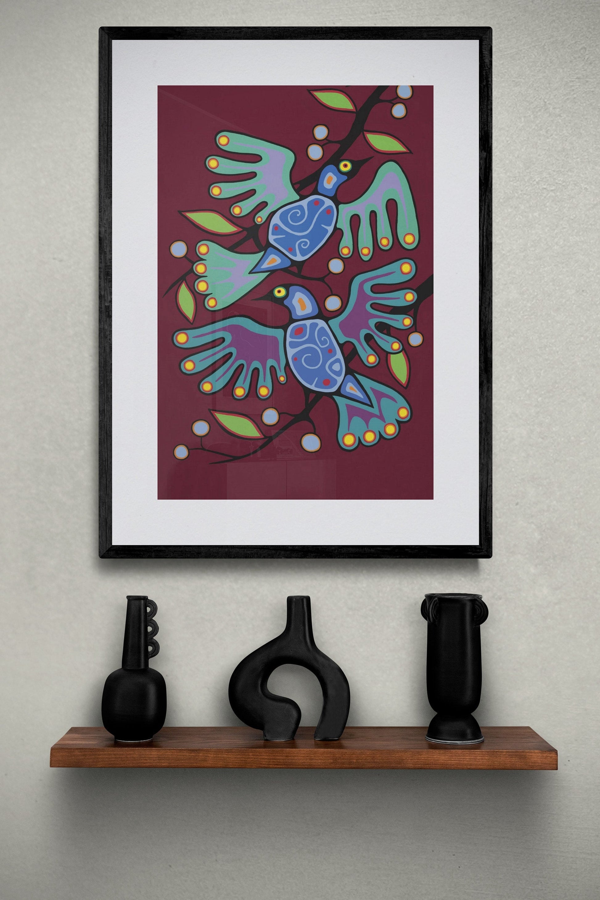 Bird Resting by Jim Oskineegish Indigenous Art Print, First Nations, Ahnisnabae Culture, Native American Indian Decor