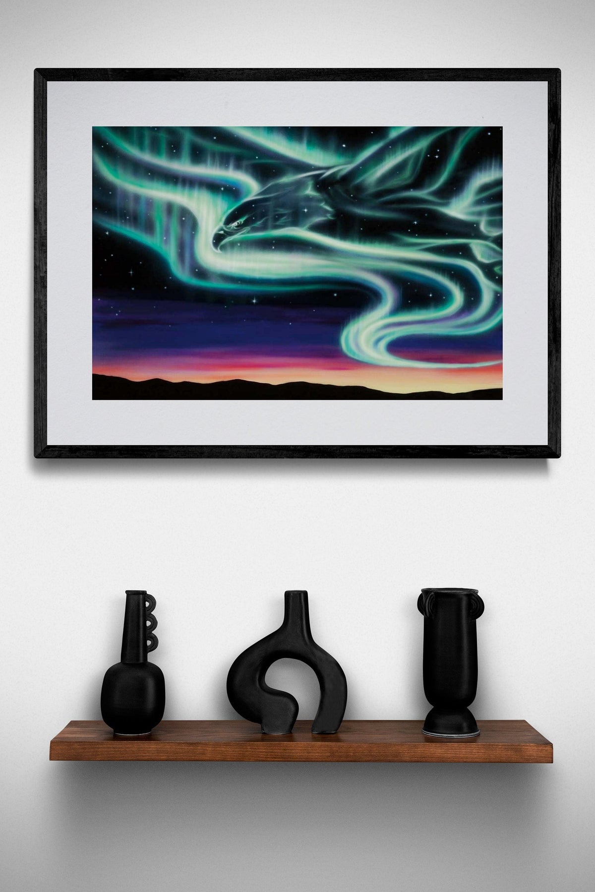 Fraie par Amy Keller-Rempp, impression d'art autochtone, aigle, Premières Nations, Métis, décor autochtone, aurores boréales
