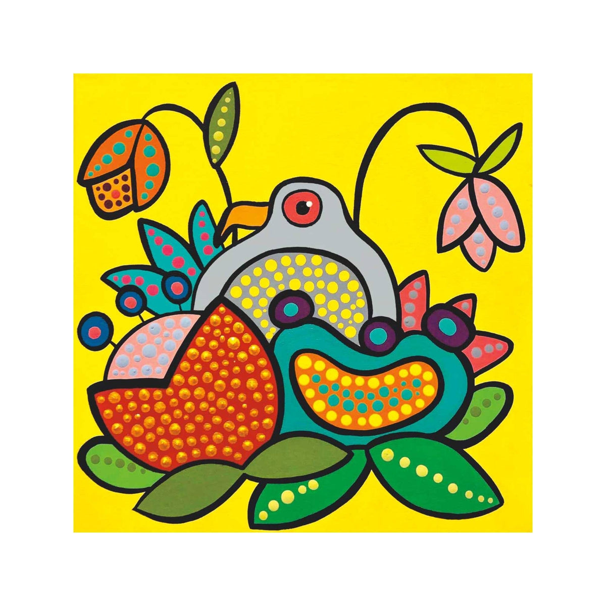 Flower Bed par Donna Langhorne, gravure d'art autochtone, Premières Nations, Nation Anishinaabe, décor autochtone d'Amérique, œuvre encadrée