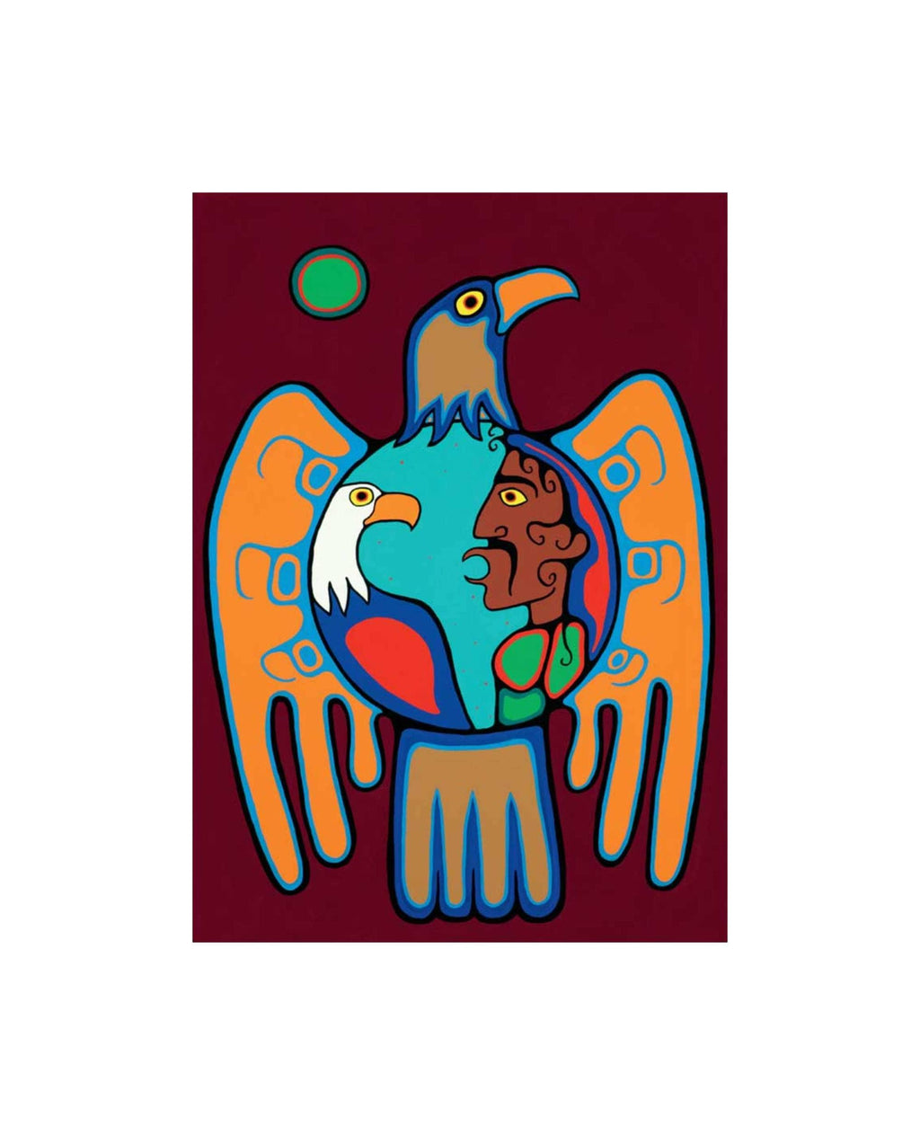 Shaman Talking to Eagle Spirit par Jim Oskineegish, gravure d'art autochtone, Premières Nations, culture Ahnisnabae, décor autochtone amérindien