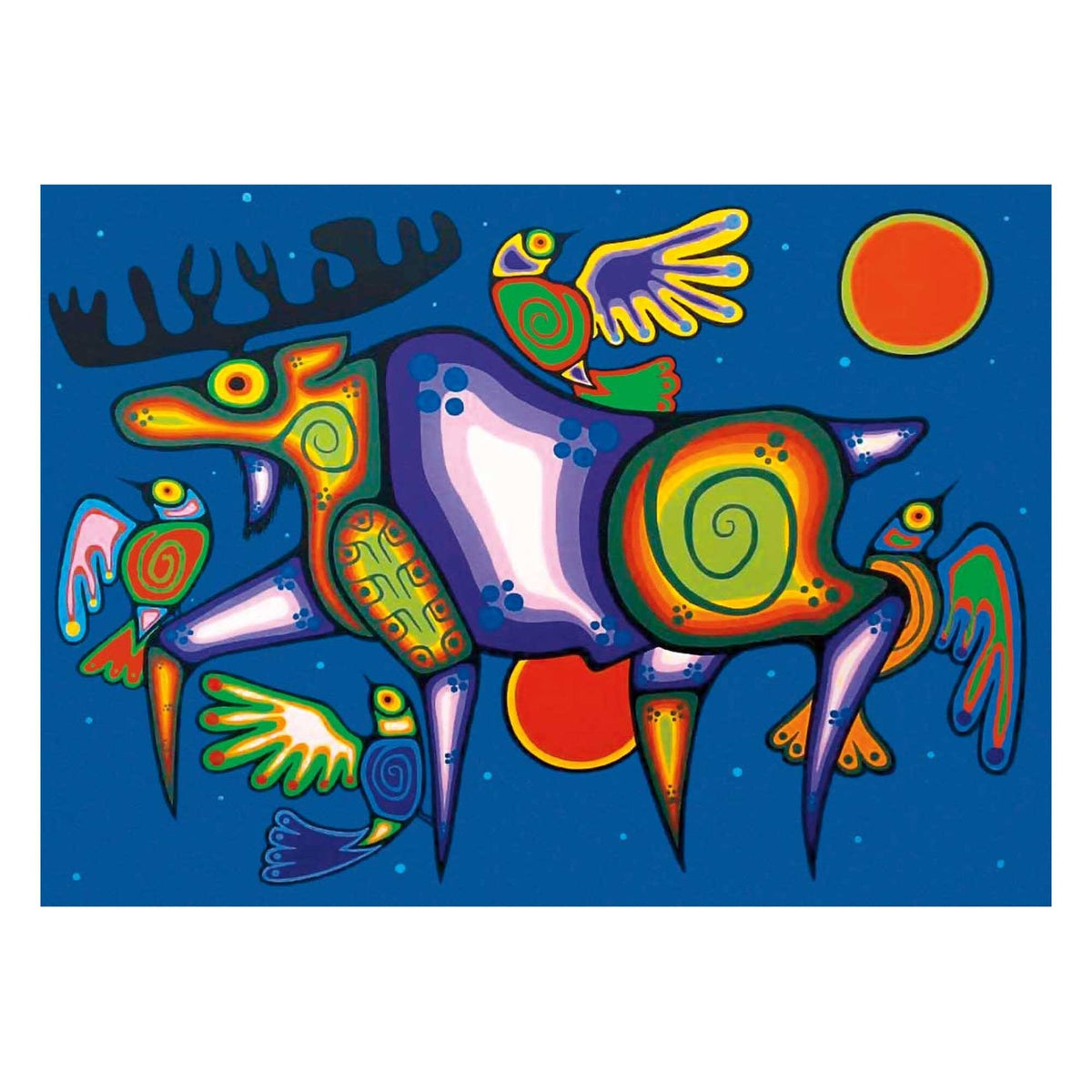 Spirit Moose par Jim Oskineegish, gravure d'art autochtone, Premières Nations, culture anishinabée, décor amérindien