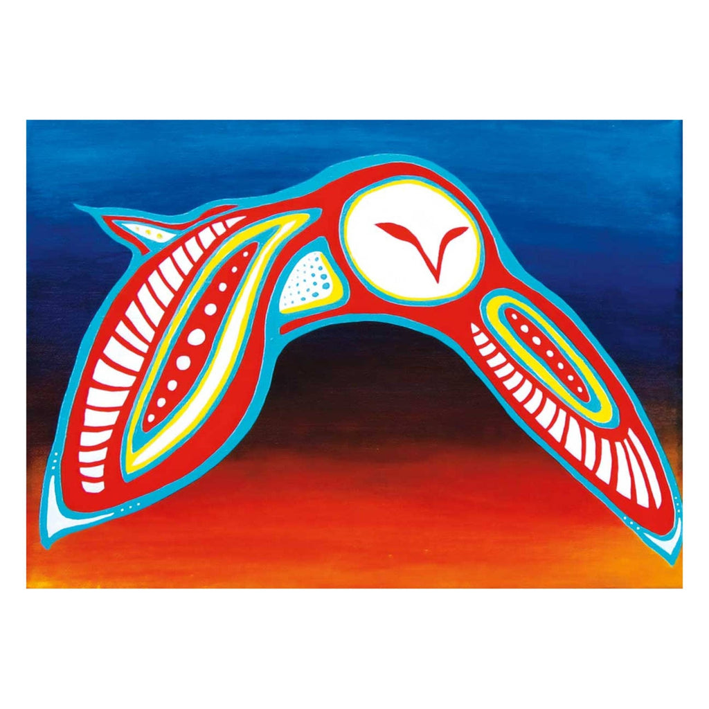 Hibou par Patrick Hunter, impression d'art autochtone, Premières Nations, Ojibwé, décor amérindien, œuvre d'art encadrée