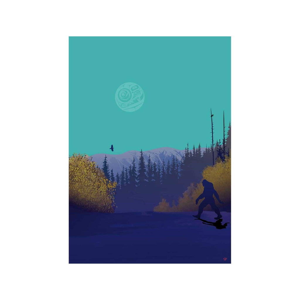 Sasquatch par Mark Preston, estampe d'art autochtone, Premières Nations, Amérindiens, Tlingit, Territoire du Yukon, art encadré