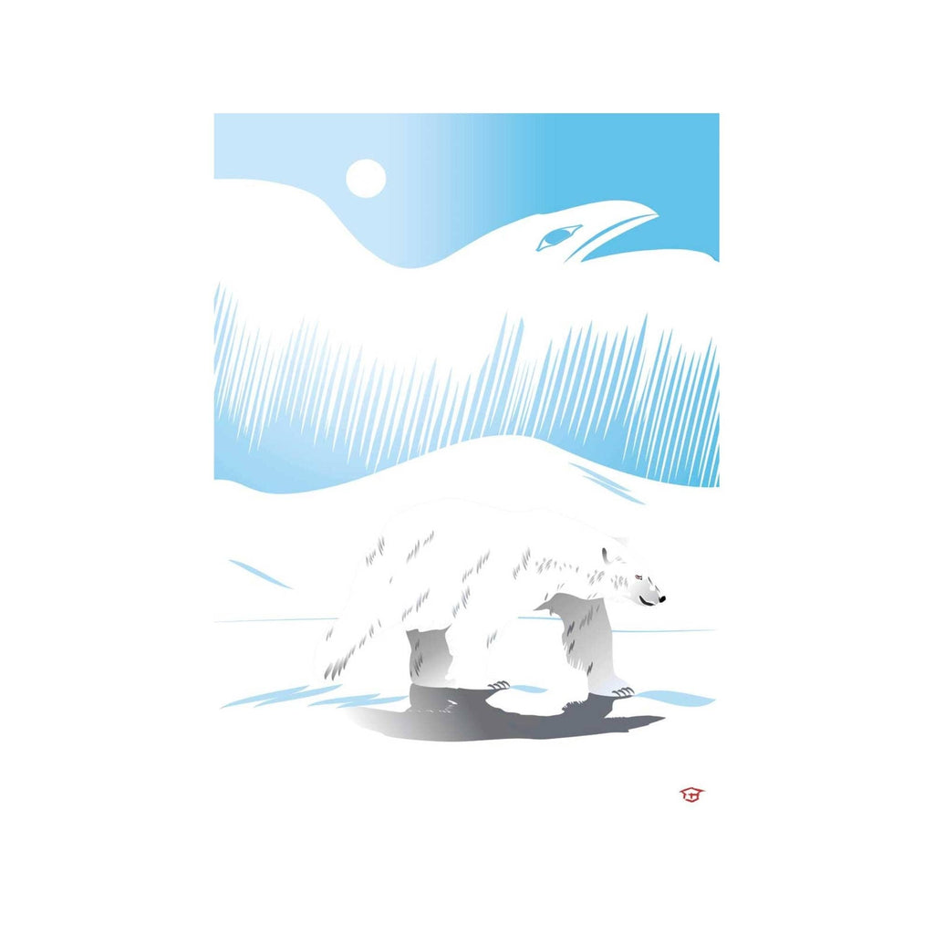 Ours polaire d'hiver par Mark Preston, impression d'art autochtone, Premières Nations, Amérindiens, Tlingit, Territoire du Yukon, art encadré