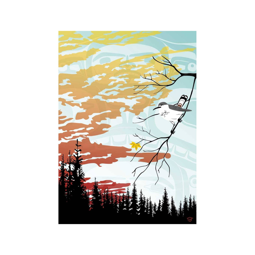 L'oiseau annonciateur de l'hiver par Mark Preston, impression d'art autochtone, Premières Nations, Amérindiens, Tlingit, Territoire du Yukon, œuvre encadrée