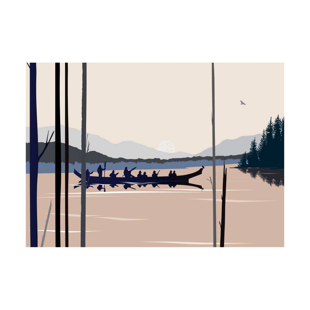 Curtis Canoe By Mark Preston, Indigenous Art Print, First Nations, Native Americans, Tlingit, Yukon Territory, Framed Art