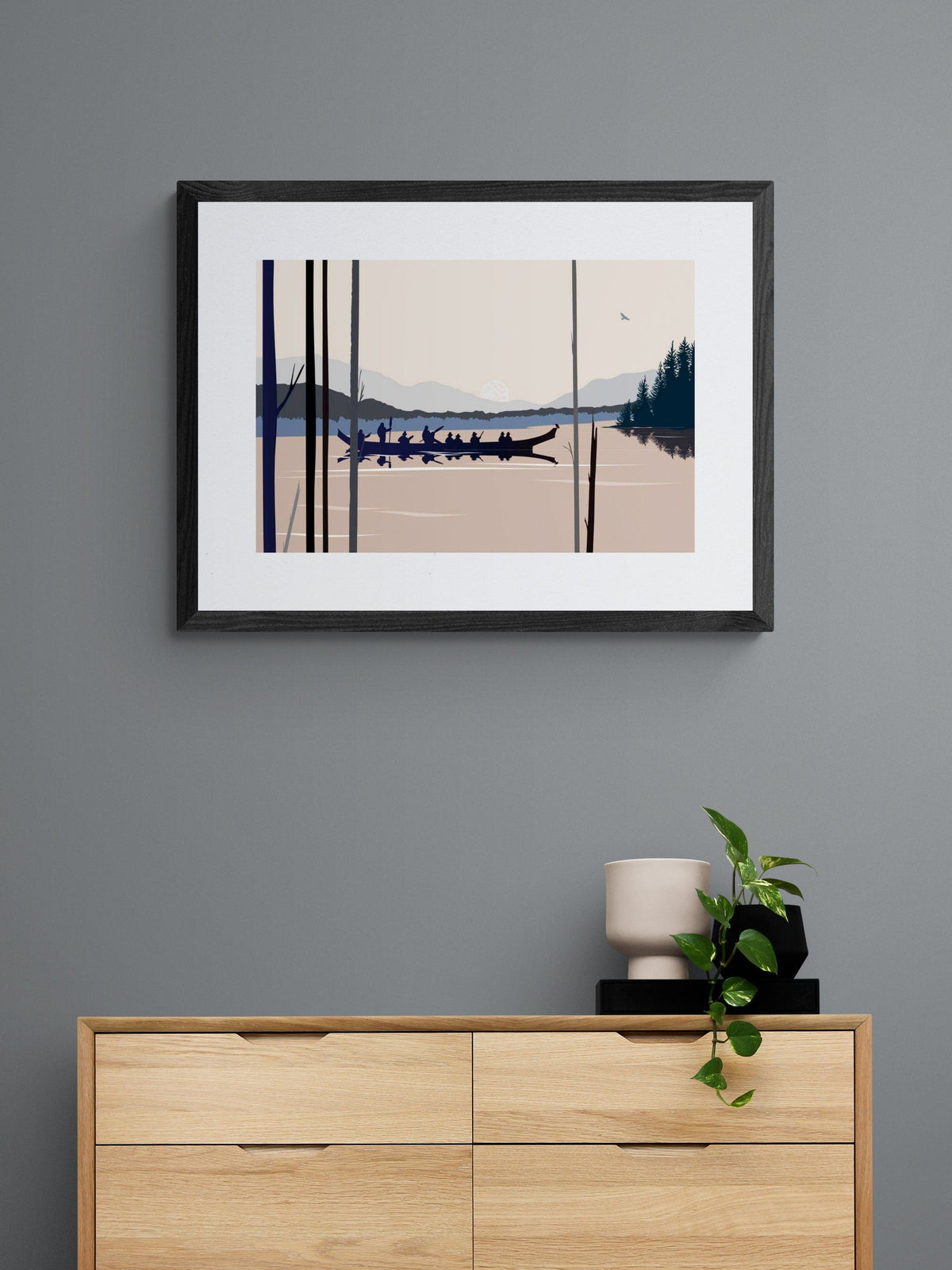 Curtis Canoe By Mark Preston, Indigenous Art Print, First Nations, Native Americans, Tlingit, Yukon Territory, Framed Art